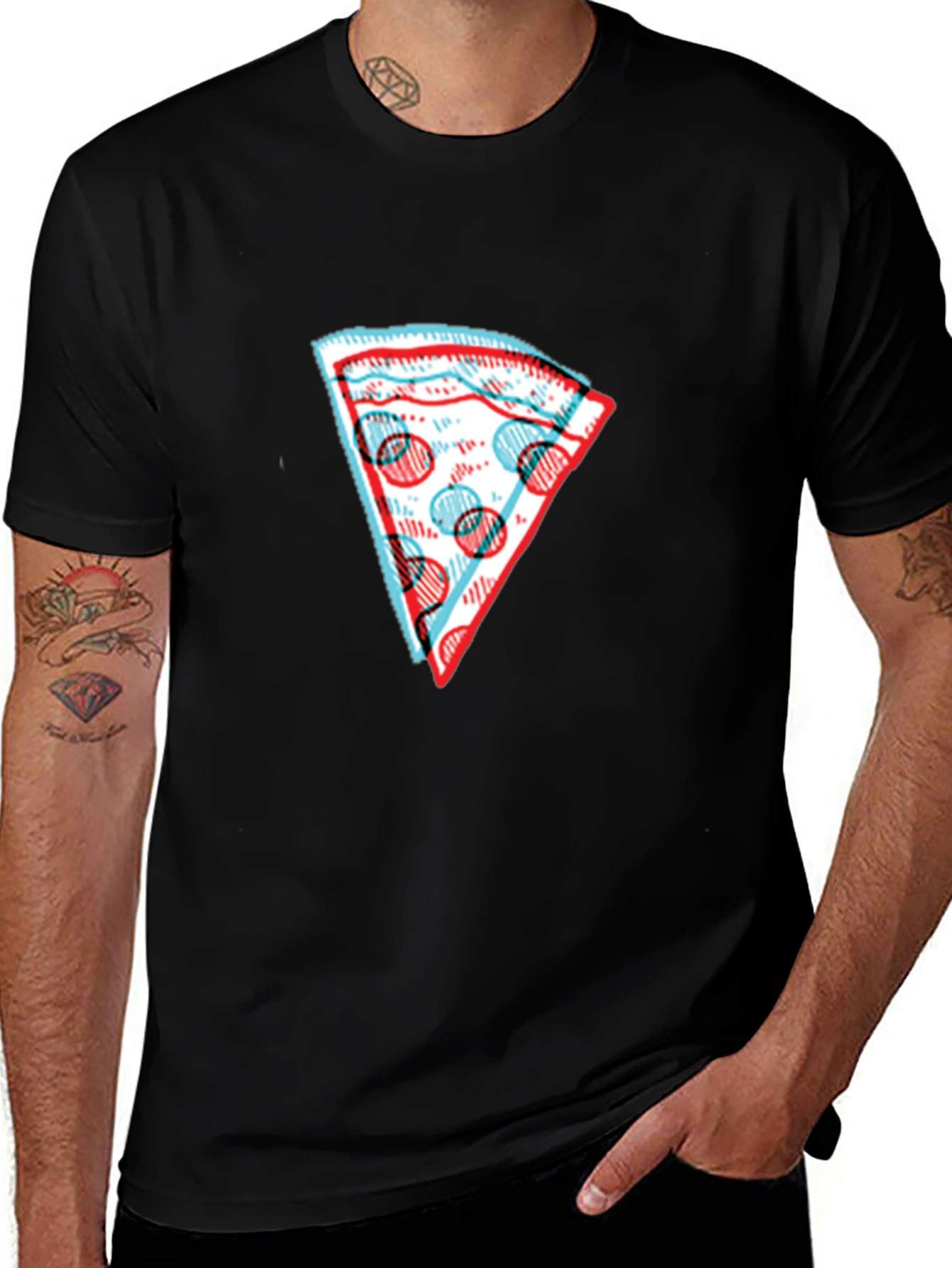 Variant 18 of Pizza Slice Graphic Tee - Stylish Men's Black T-Shirt
