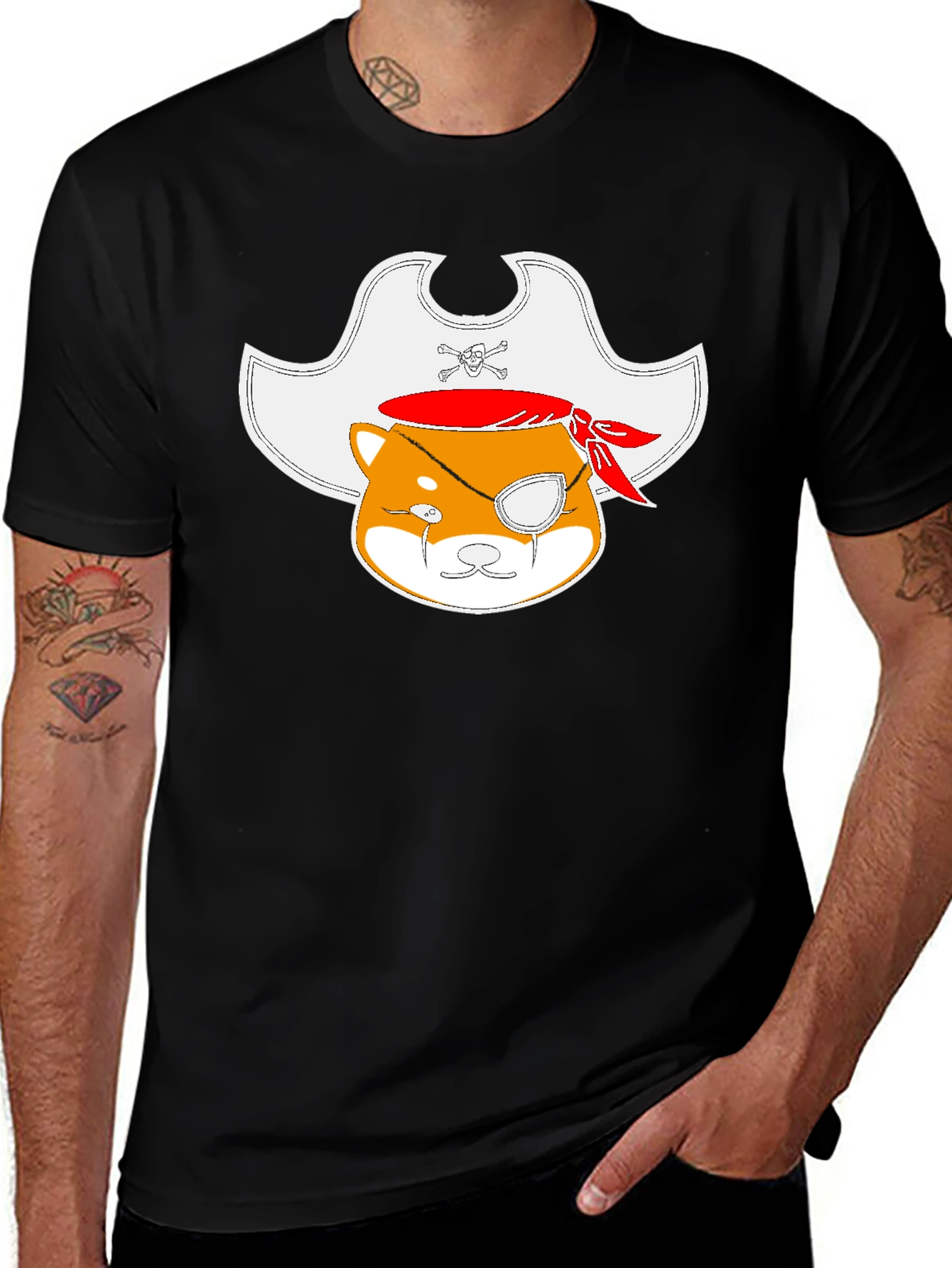 Pirate Shiba Inu Black T-Shirt