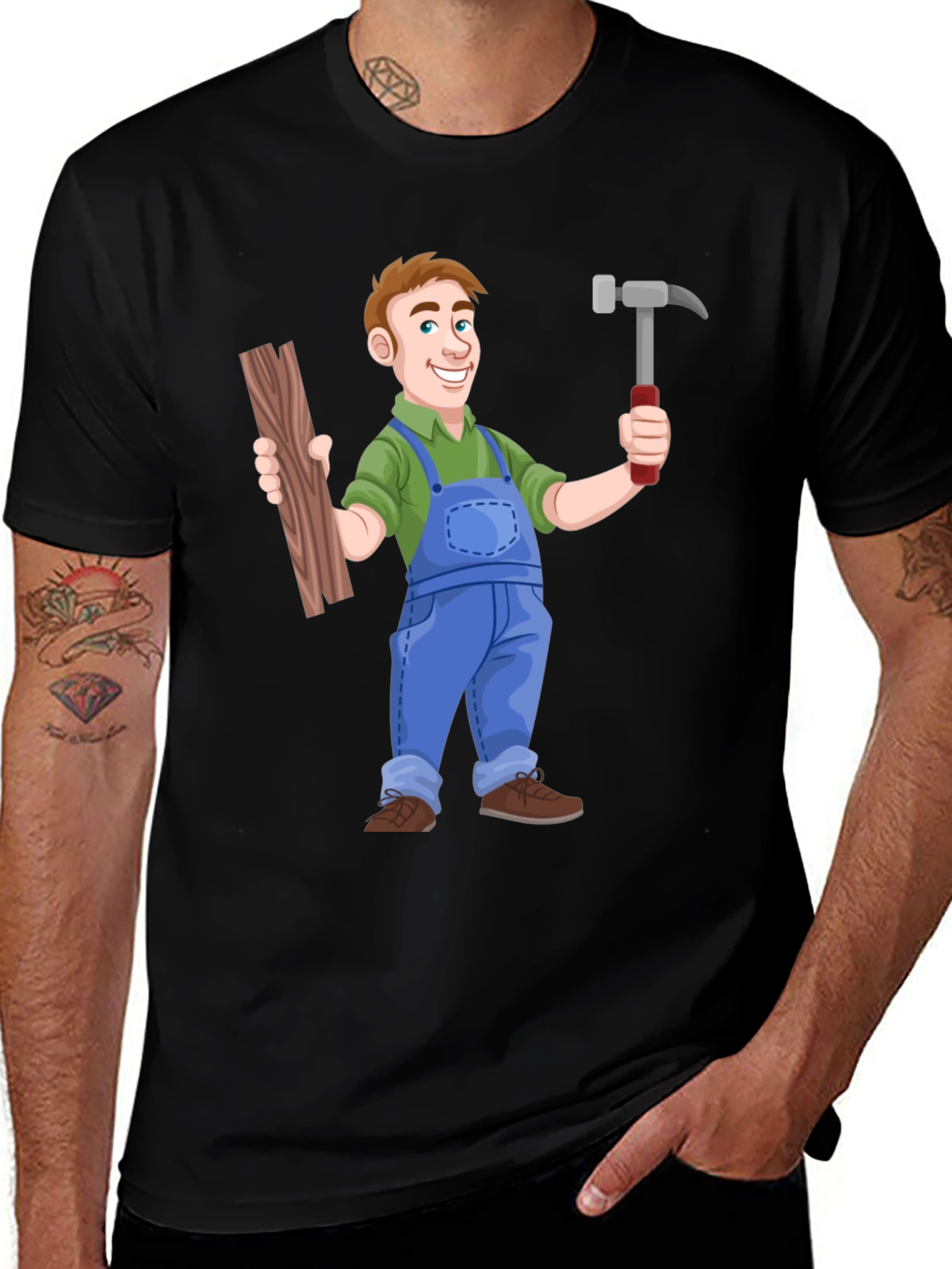 Carpenter Cartoon T-Shirt - Black