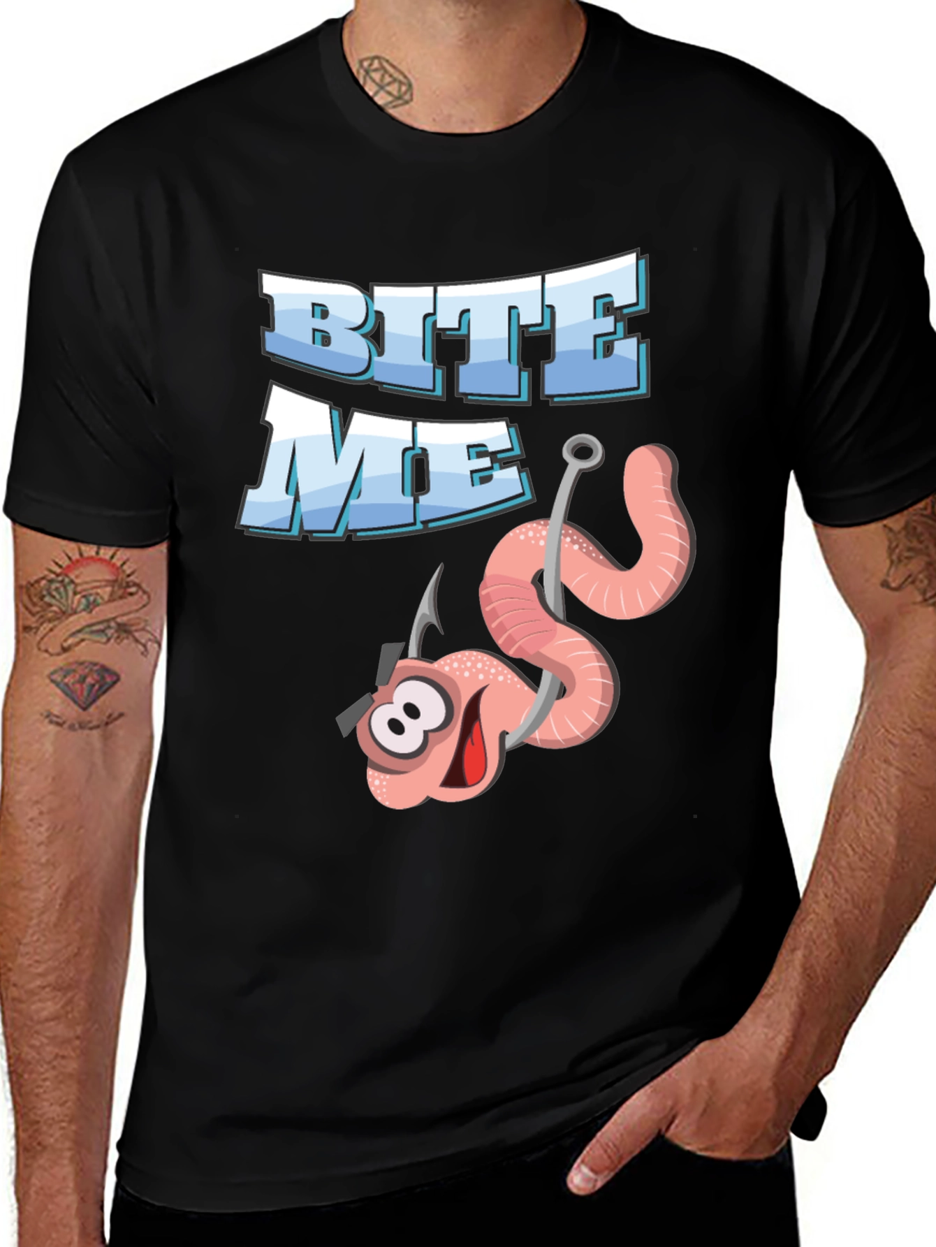 Variant 2 of Bite Me Fishing Worm T-Shirt