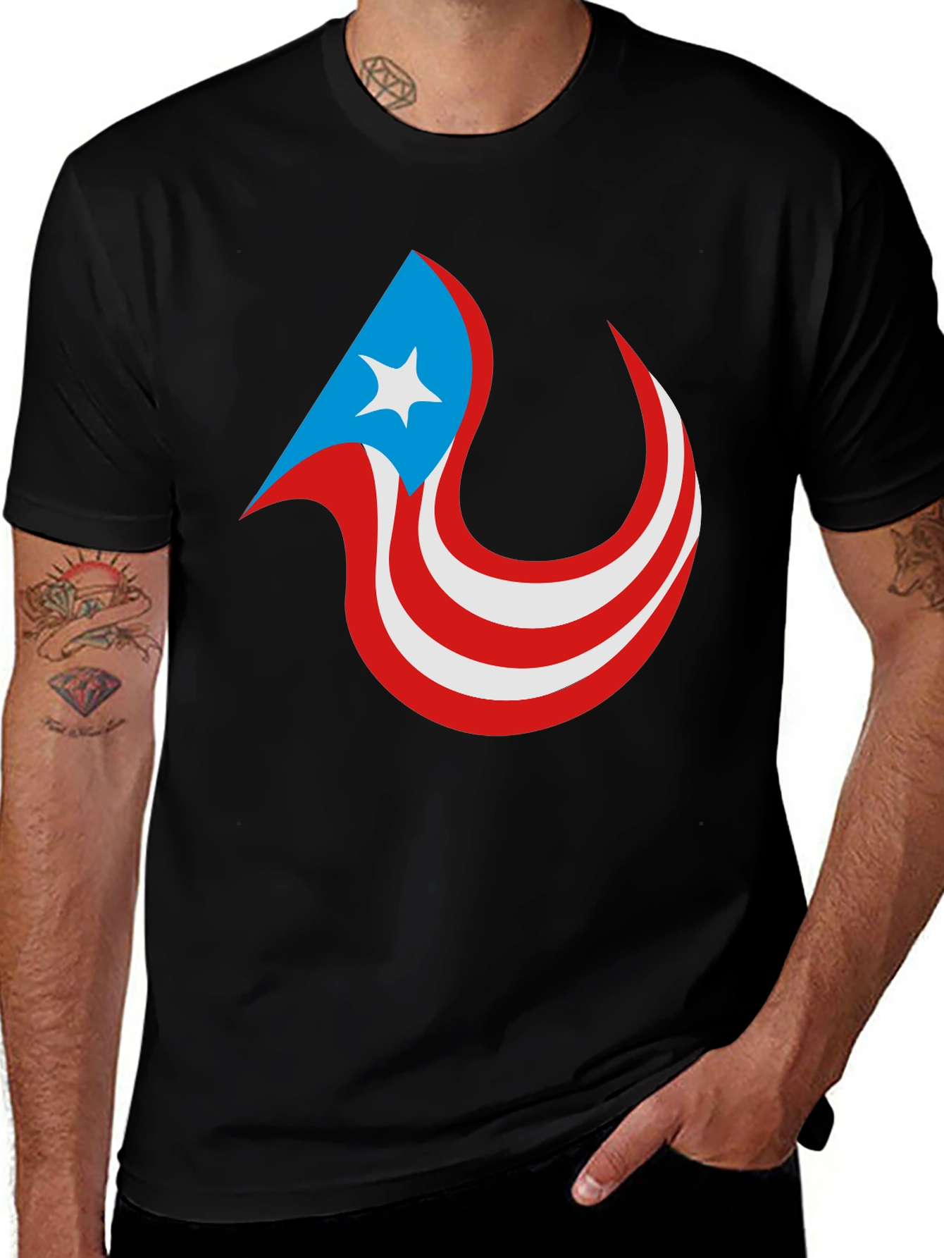 Puerto Rico Flag Graphic Black T-Shirt