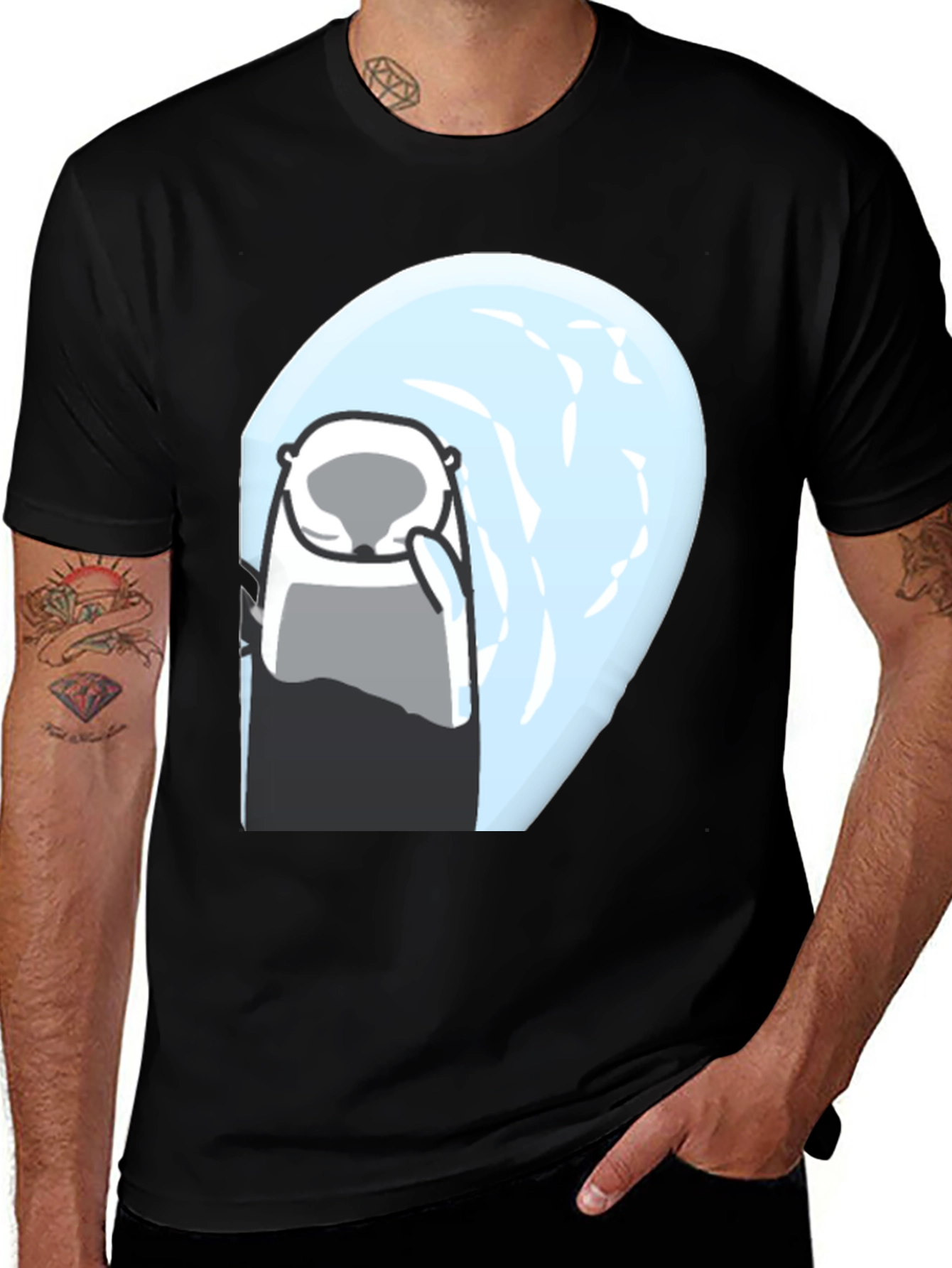 Variant 23 of Otter Graphic Tee - Black Cotton Blend