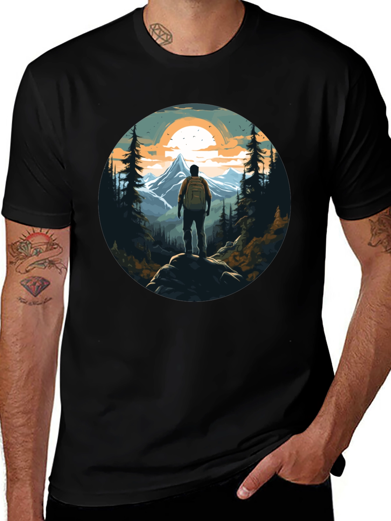 Mountain Hiker Graphic Tee - Nature Adventure Shirt