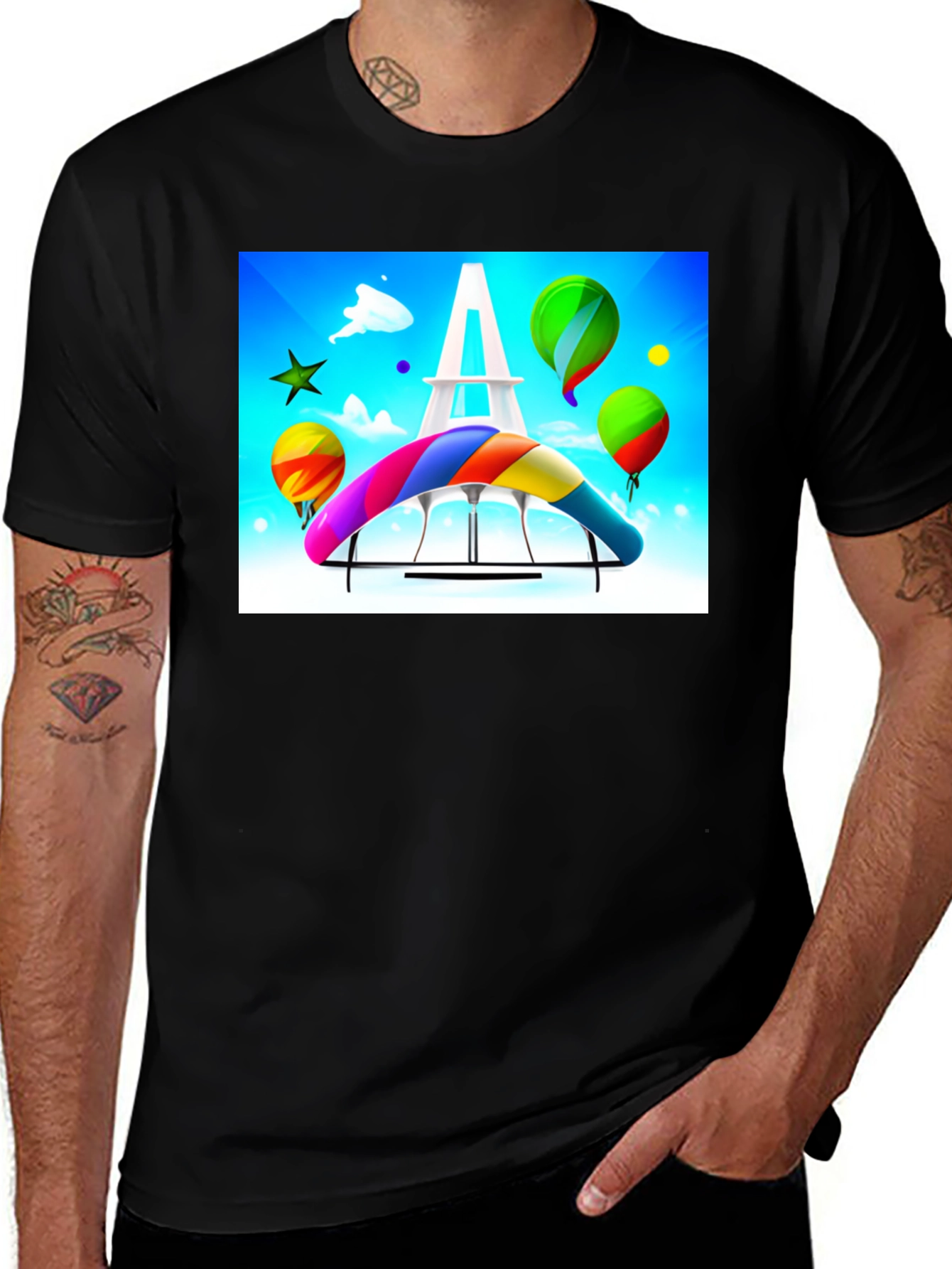 Variant 8 of Paris Rainbow Hang Gliding T-Shirt