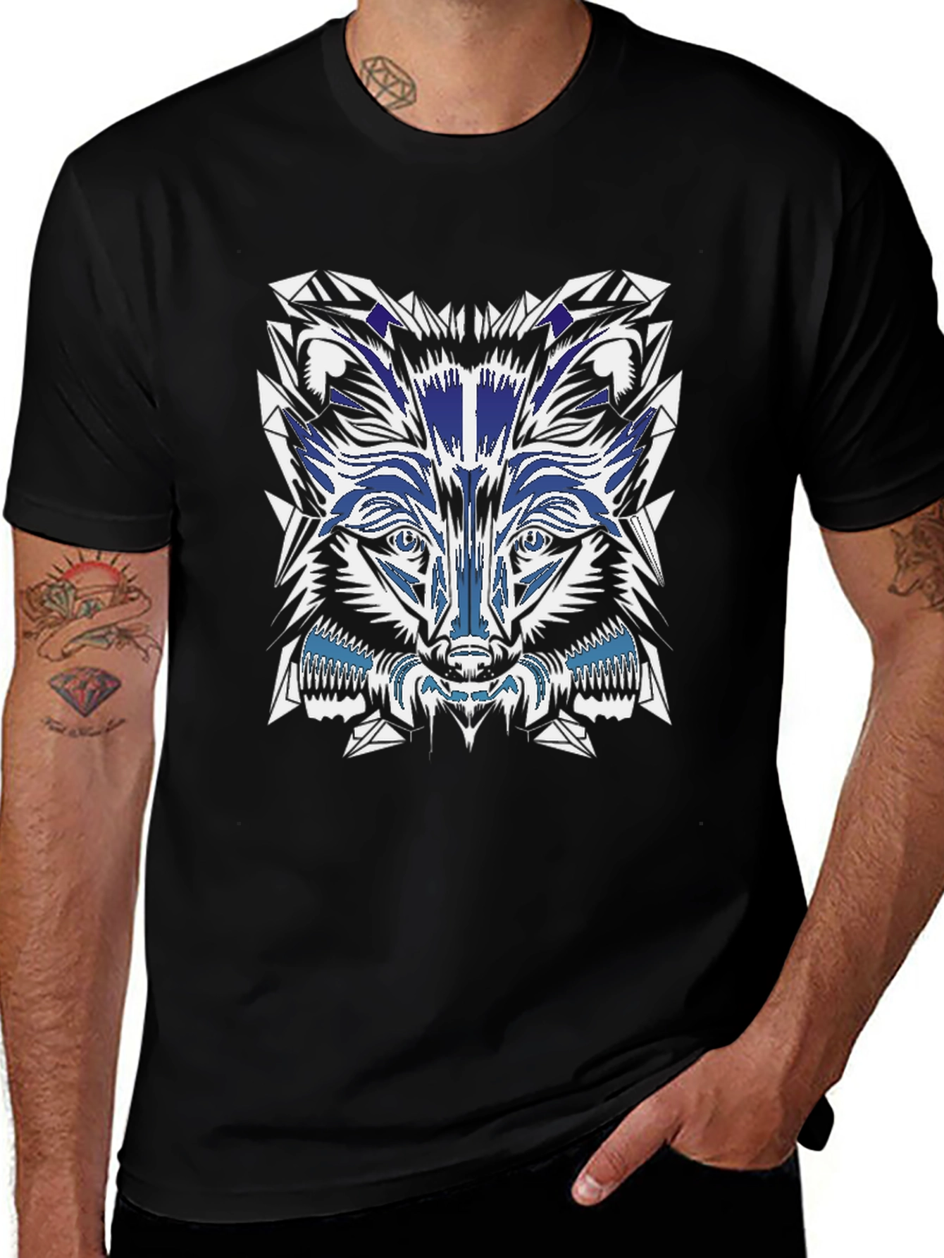 Variant 2 of Abstract Wolf Graphic Black T-Shirt