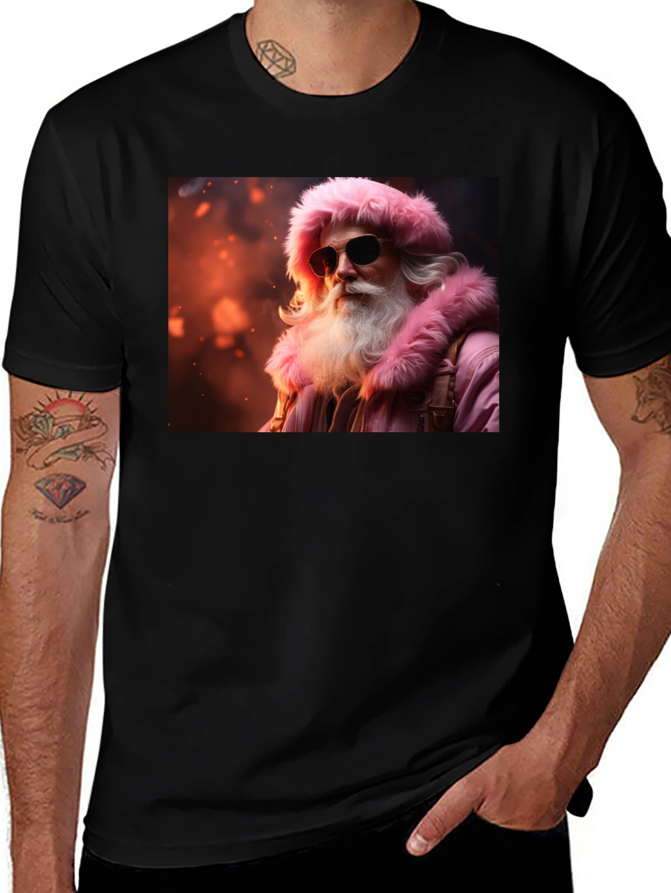 Variant 23 of Cool Santa Black T-Shirt