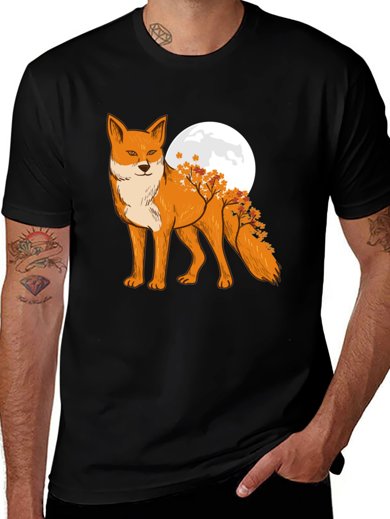 Variant 14 of Fox & Moon Graphic Tee - Unique Nature Design