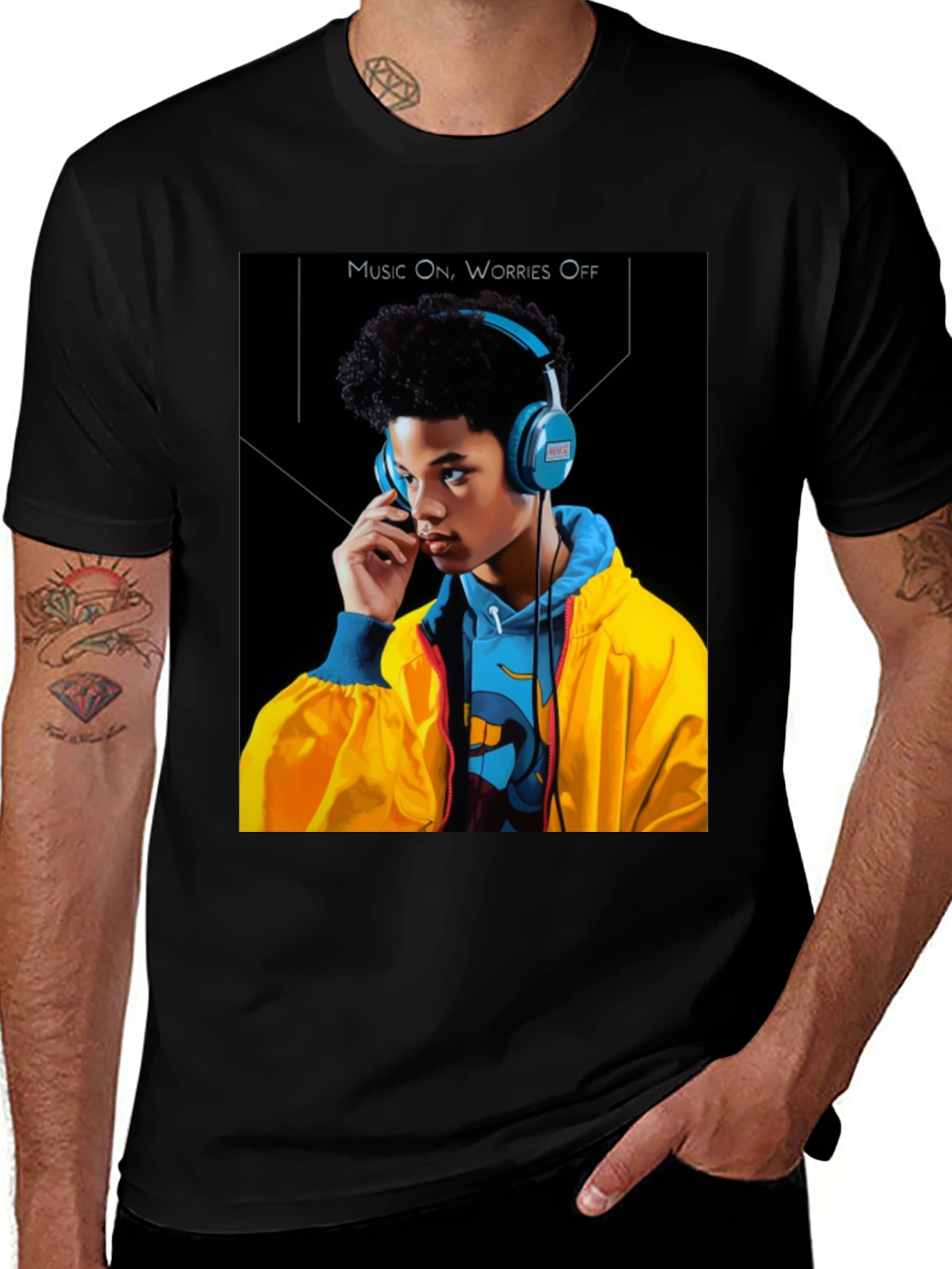 Variant 22 of Music On Worries Off Graphic Tee