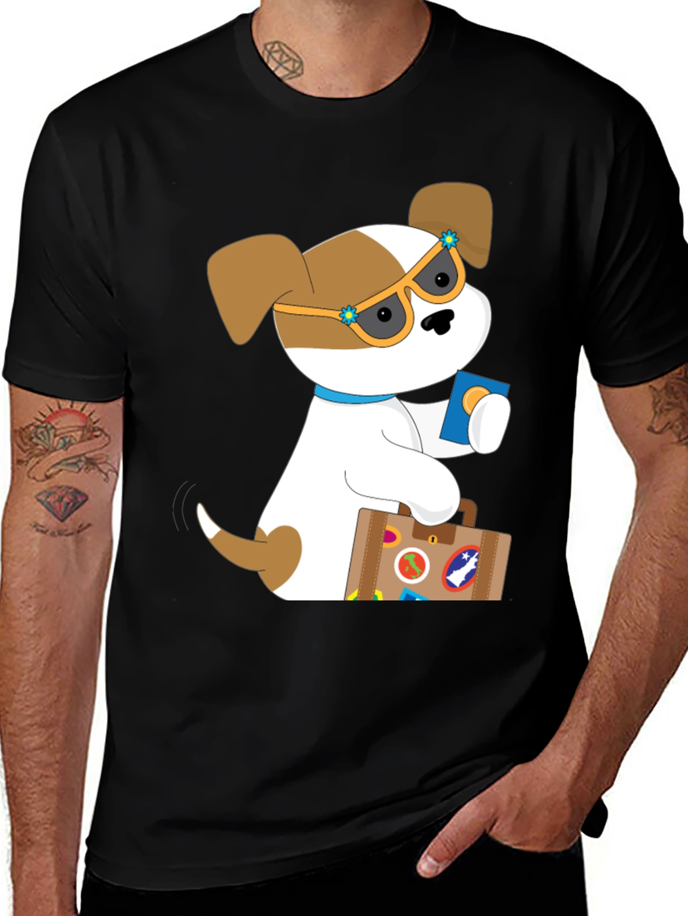 Variant 29 of Dog Traveler Graphic T-Shirt - Black