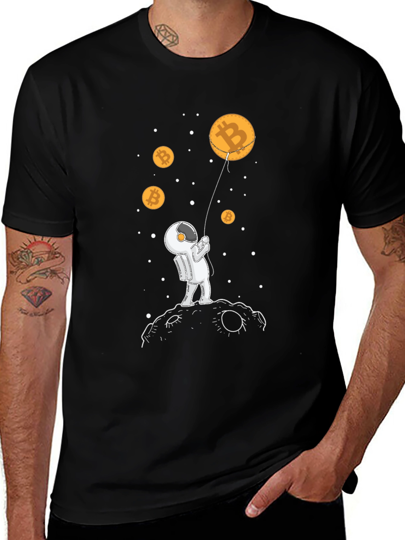 Variant 4 of Bitcoin Astronaut Black T-Shirt