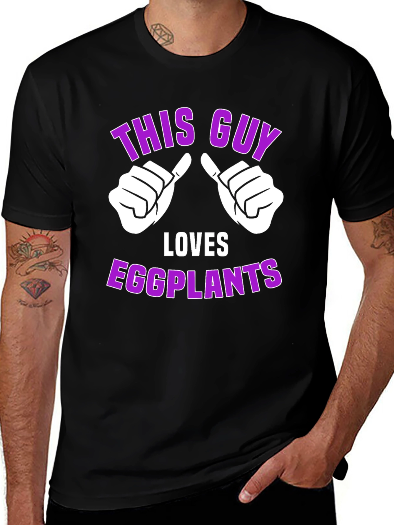 Variant 19 of This Guy Loves Eggplants T-Shirt Funny Novelty Tee