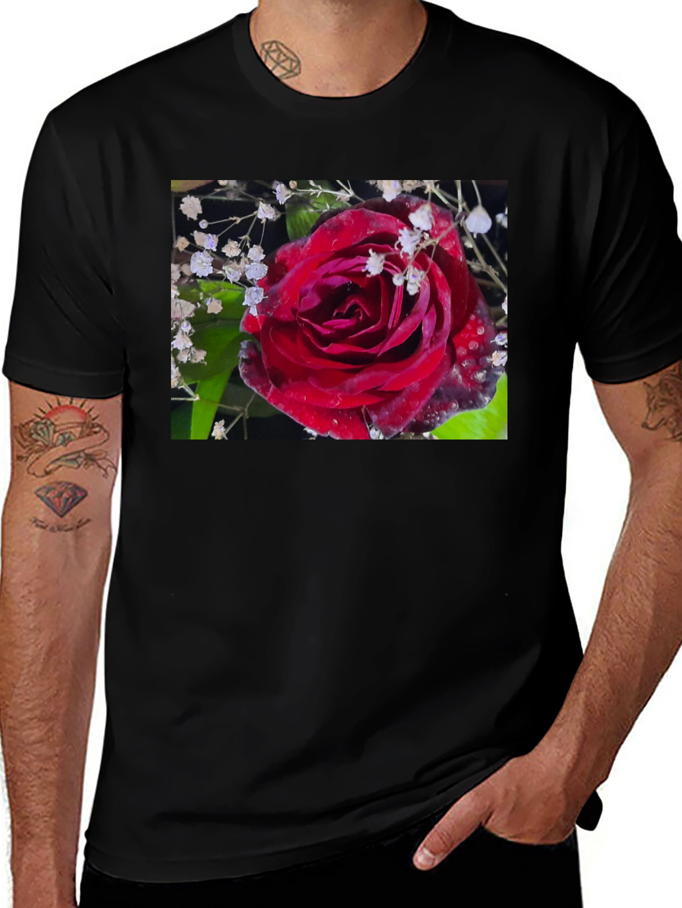 Variant 14 of Rose Graphic T-Shirt - Elegant Floral Design