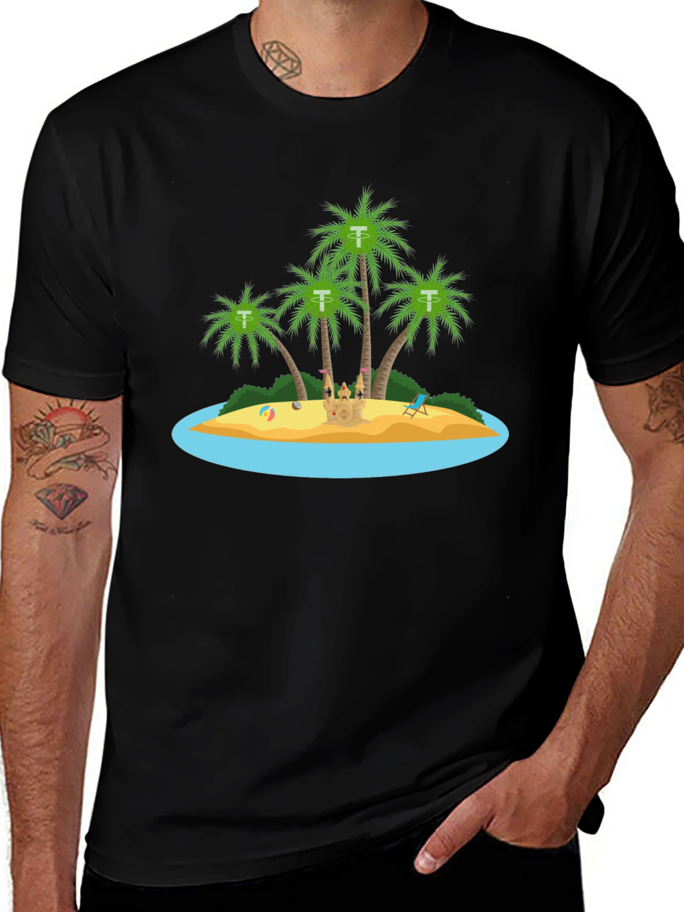 Variant 19 of Island Palms Graphic Tee - Black