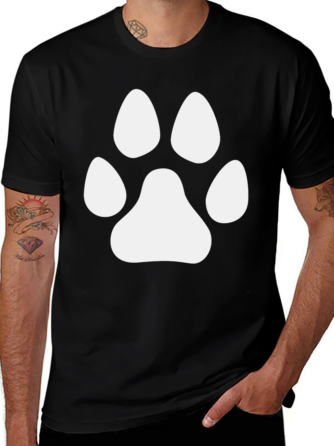 Variant 21 of Paw Print Graphic Tee - Black Unisex T-Shirt