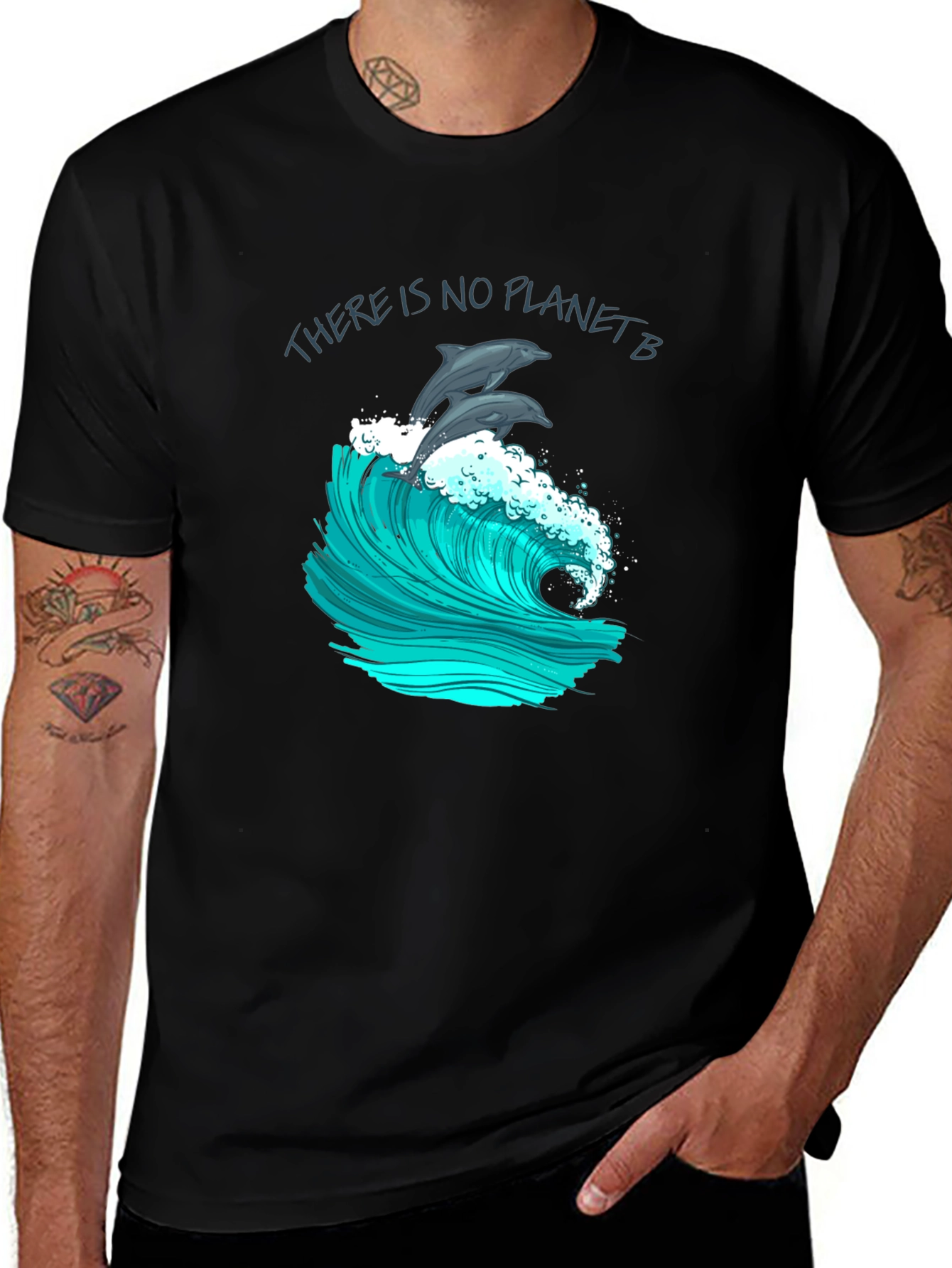 Variant 11 of Eco-Friendly Dolphin Graphic Tee - Save the Planet