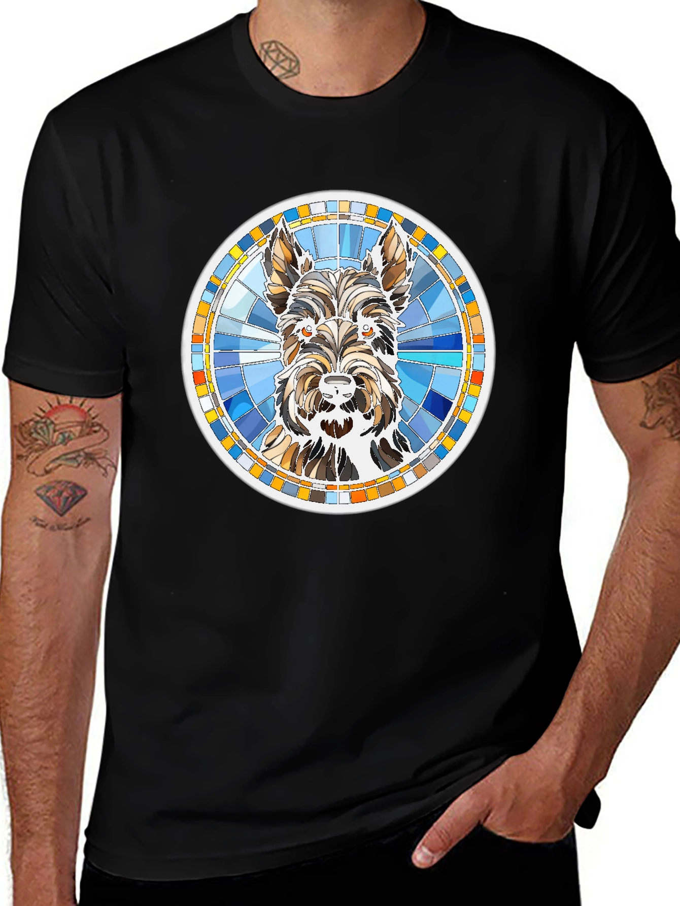 Variant 7 of Dog Breed Graphic Tee - Round Mosaic Design