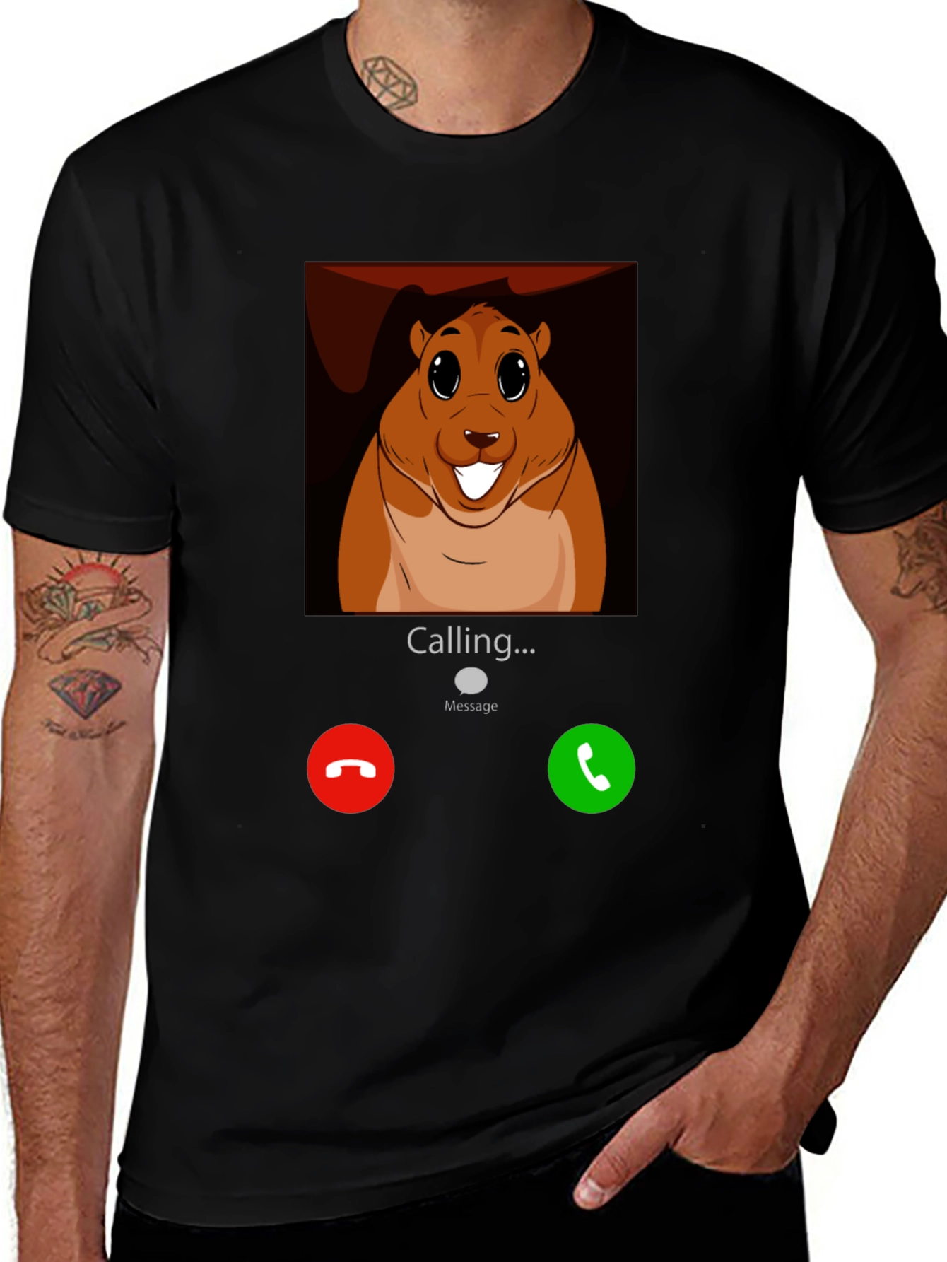 Variant 8 of Incoming Hamster Call Graphic T-Shirt