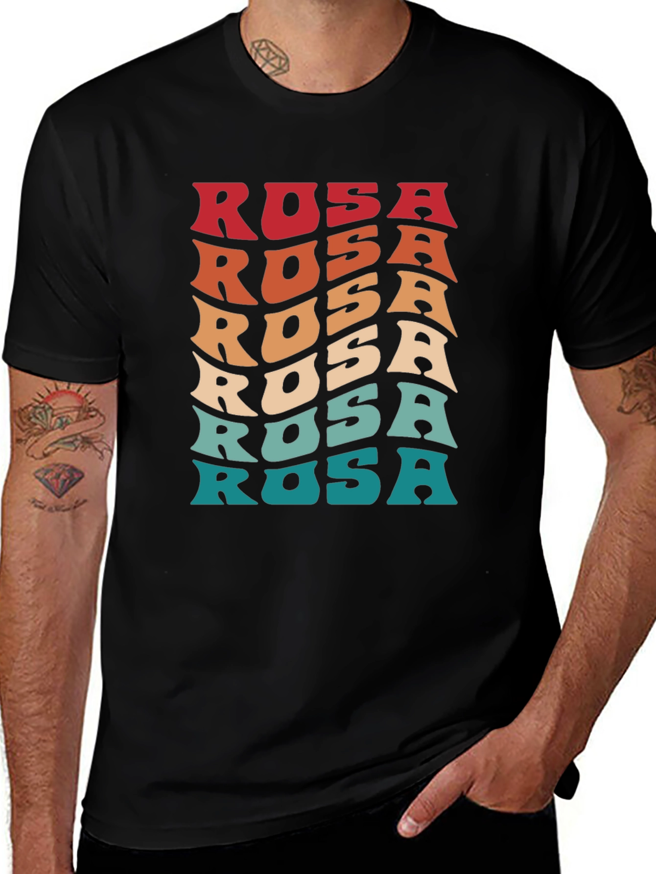 Variant 25 of Retro 'Rosa' Graphic Tee - Cool Wavy Font!