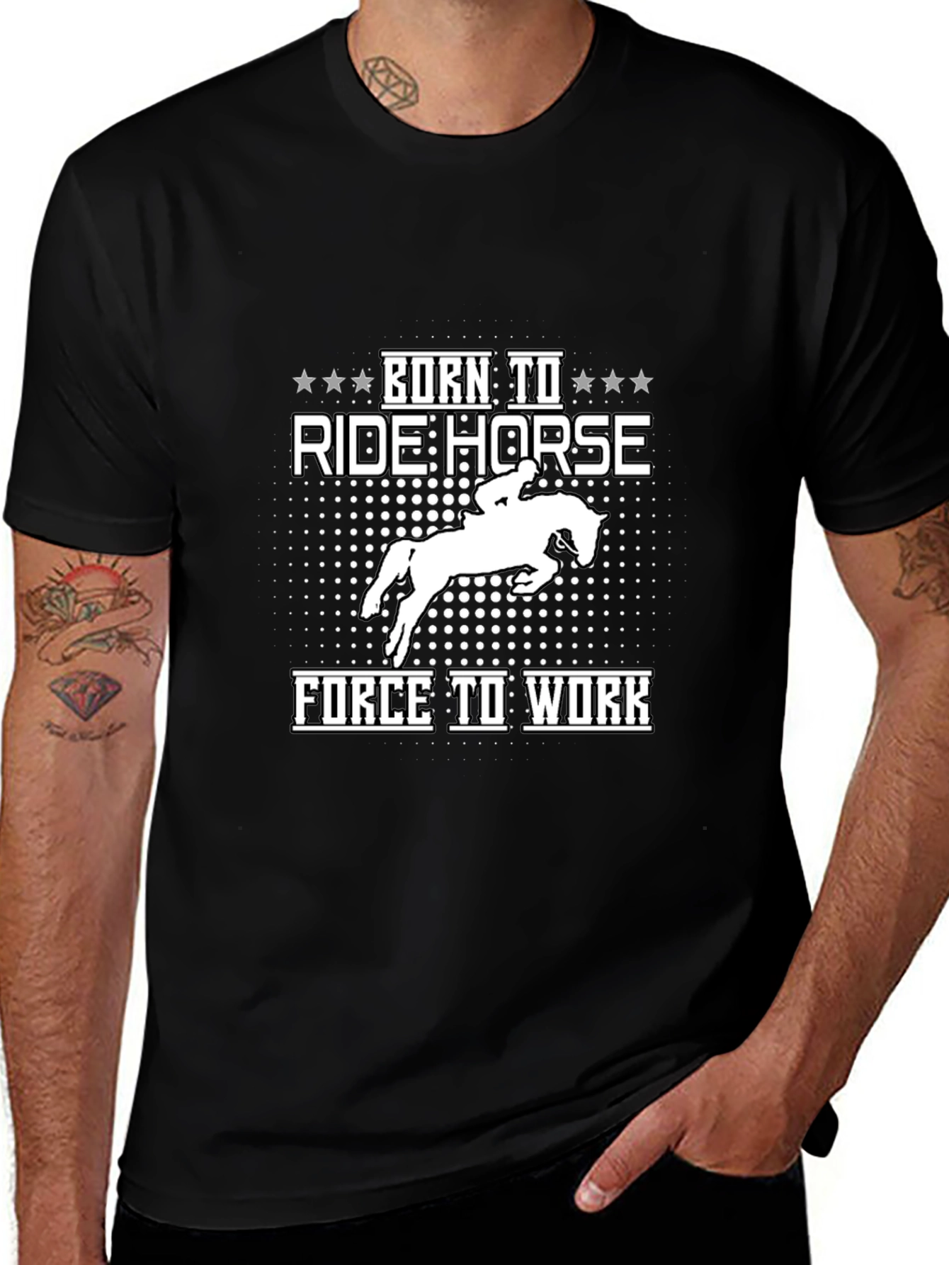 Variant 27 of Born to Ride Horse Graphic Tee - Black