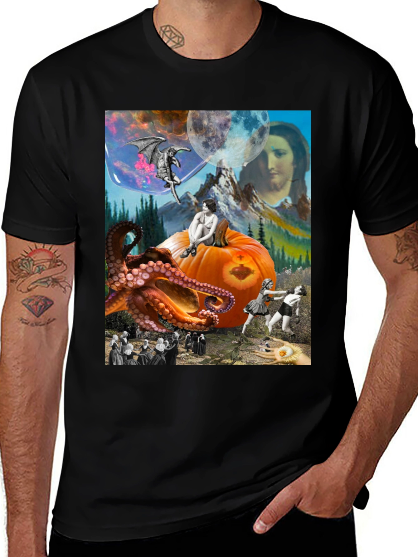 Variant 17 of Surrealist Graphic T-Shirt - Octopus, Pumpkin, Boxing