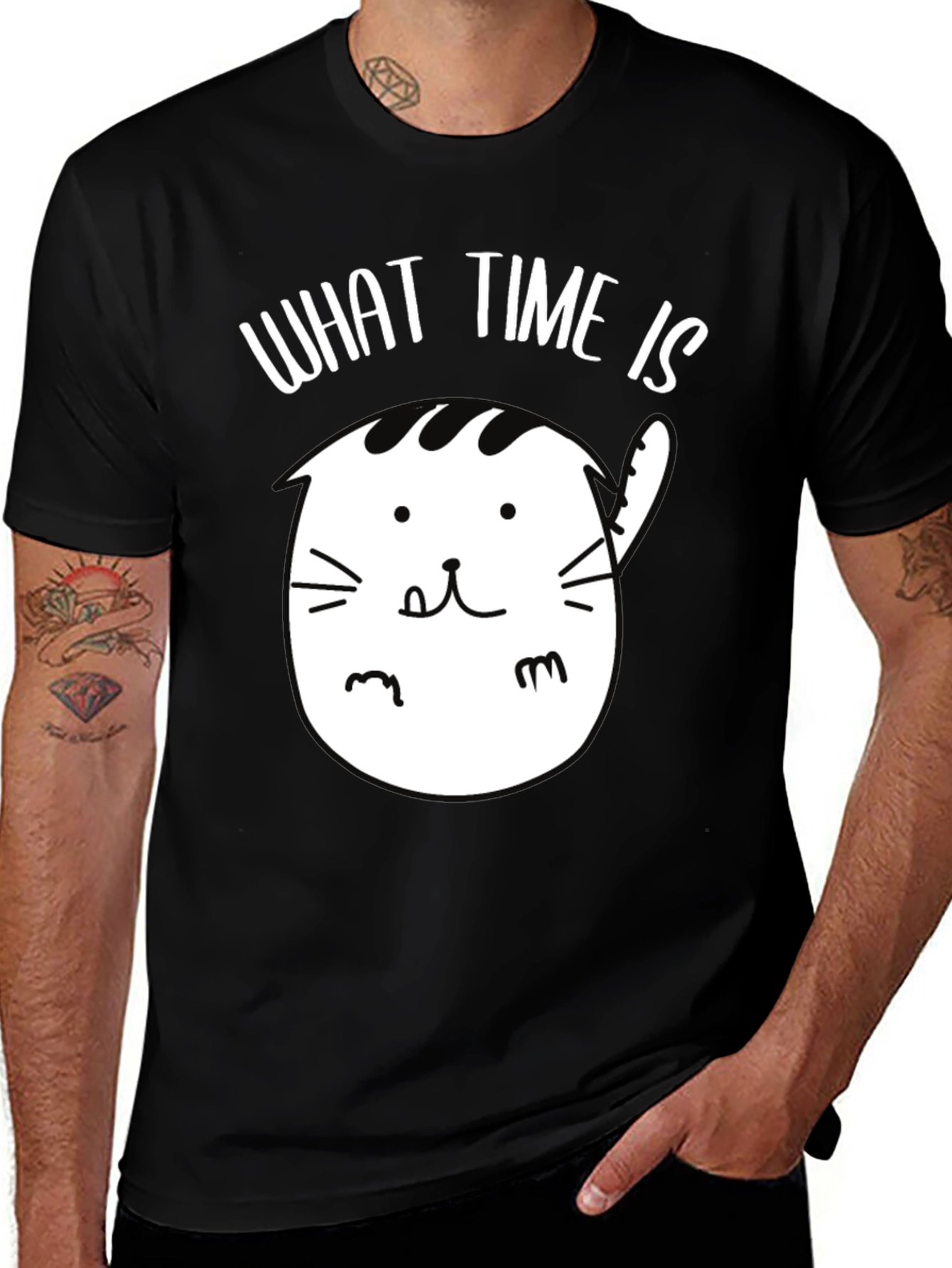 Variant 23 of Funny Cat T-Shirt - What Time Is It? Novelty Tee