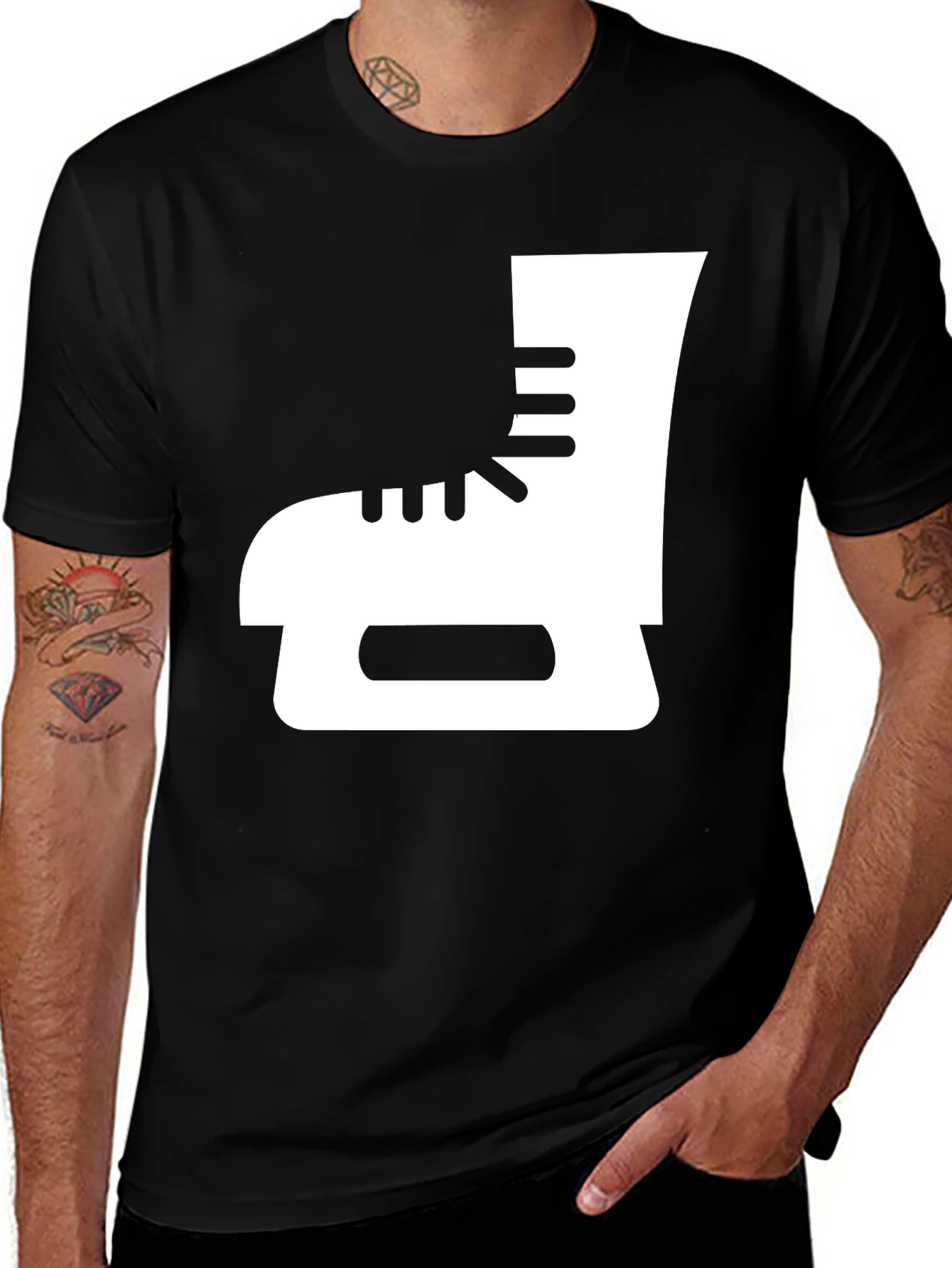 Variant 27 of Ice Skate Graphic Tee - Black Cotton T-Shirt