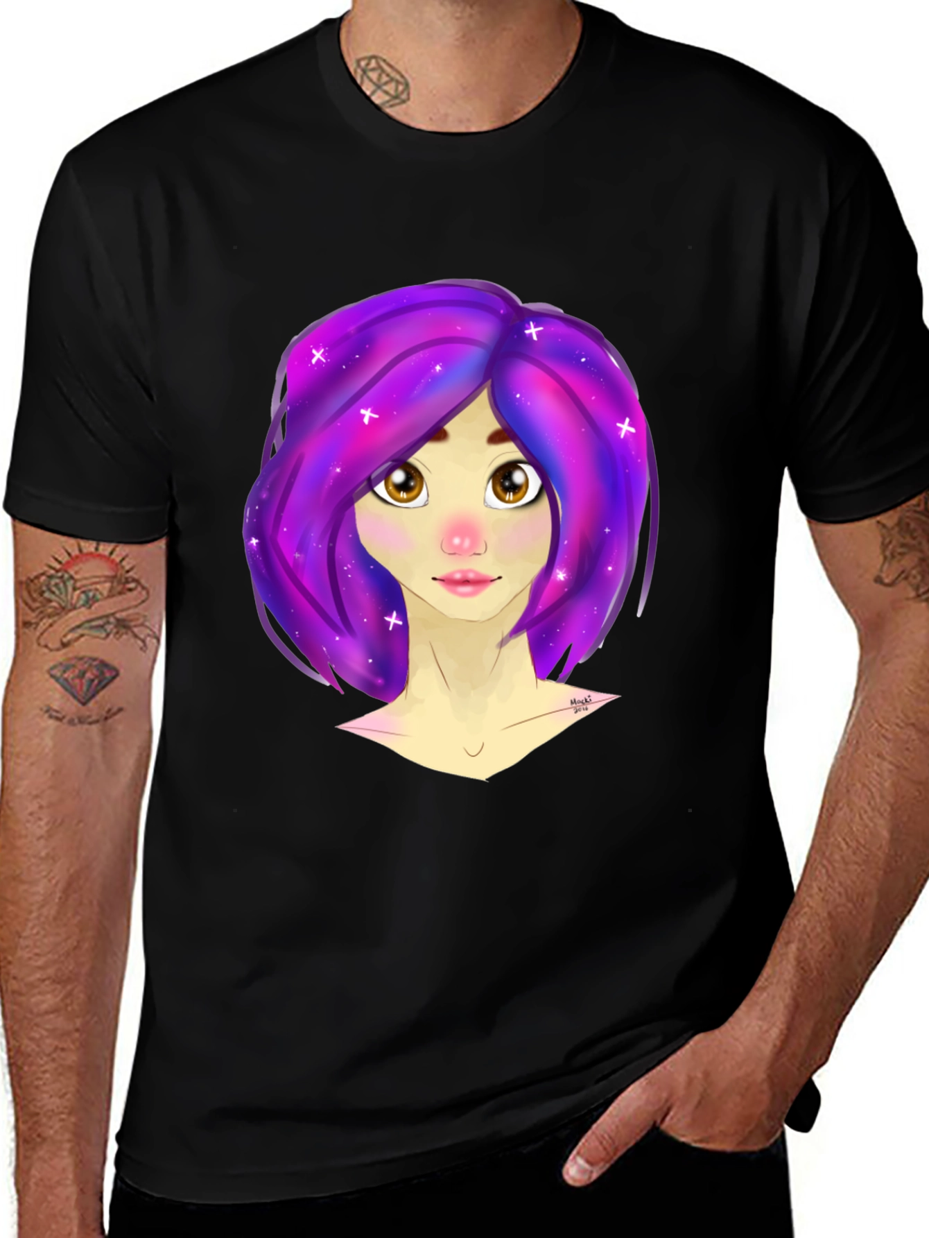Variant 17 of Galaxy Hair Girl Graphic Tee - Stylish & Unique