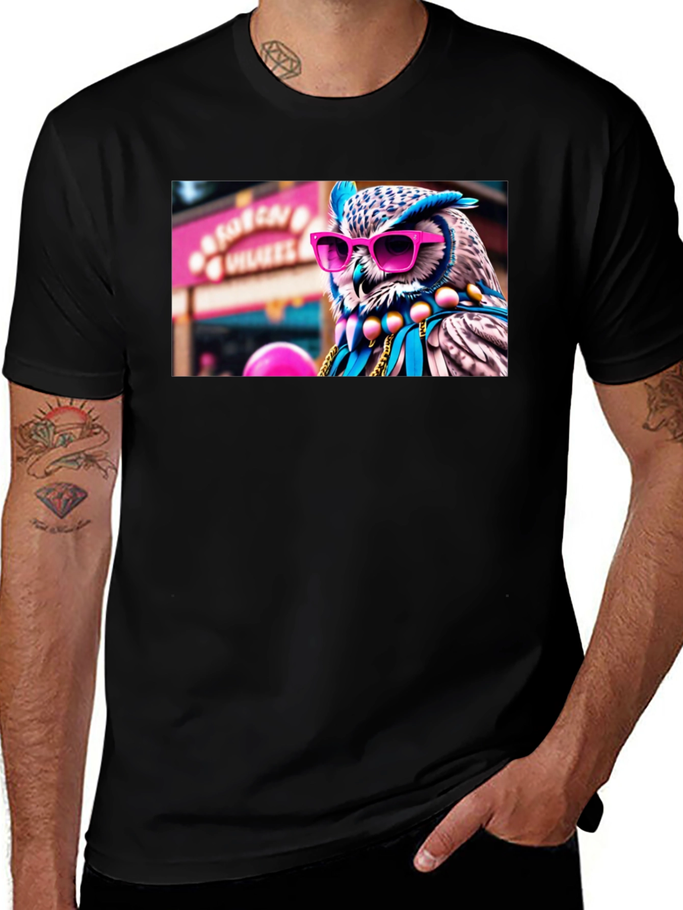 Variant 5 of Cool Owl Graphic Tee - Funky Animal Shirt