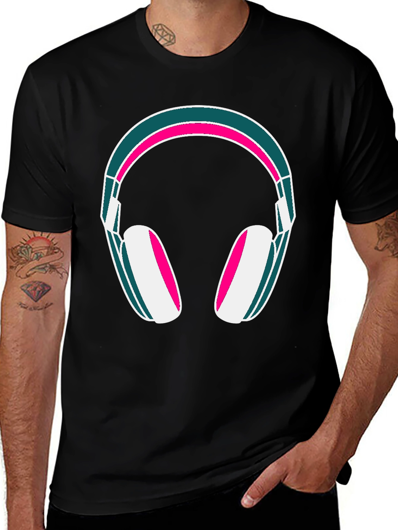 Variant 2 of Headphone Graphic Black Tee