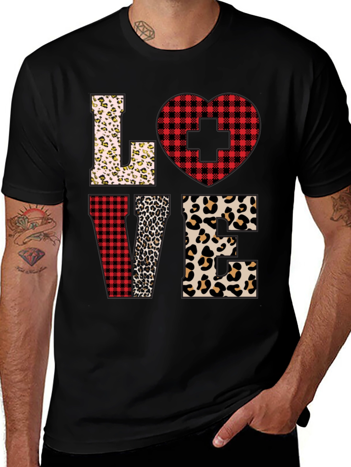 Nurse Love Leopard and Plaid T-Shirt