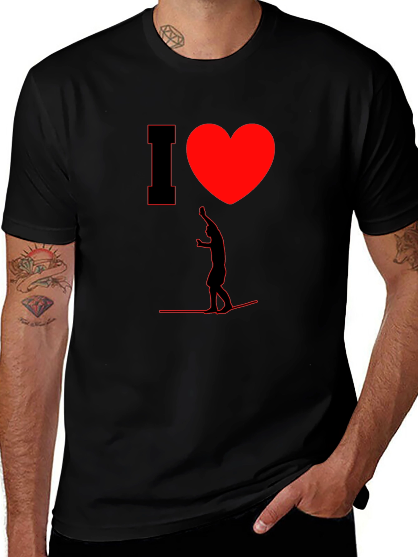 Variant 14 of I Heart Wakeboarding T-Shirt - Cool Black Tee
