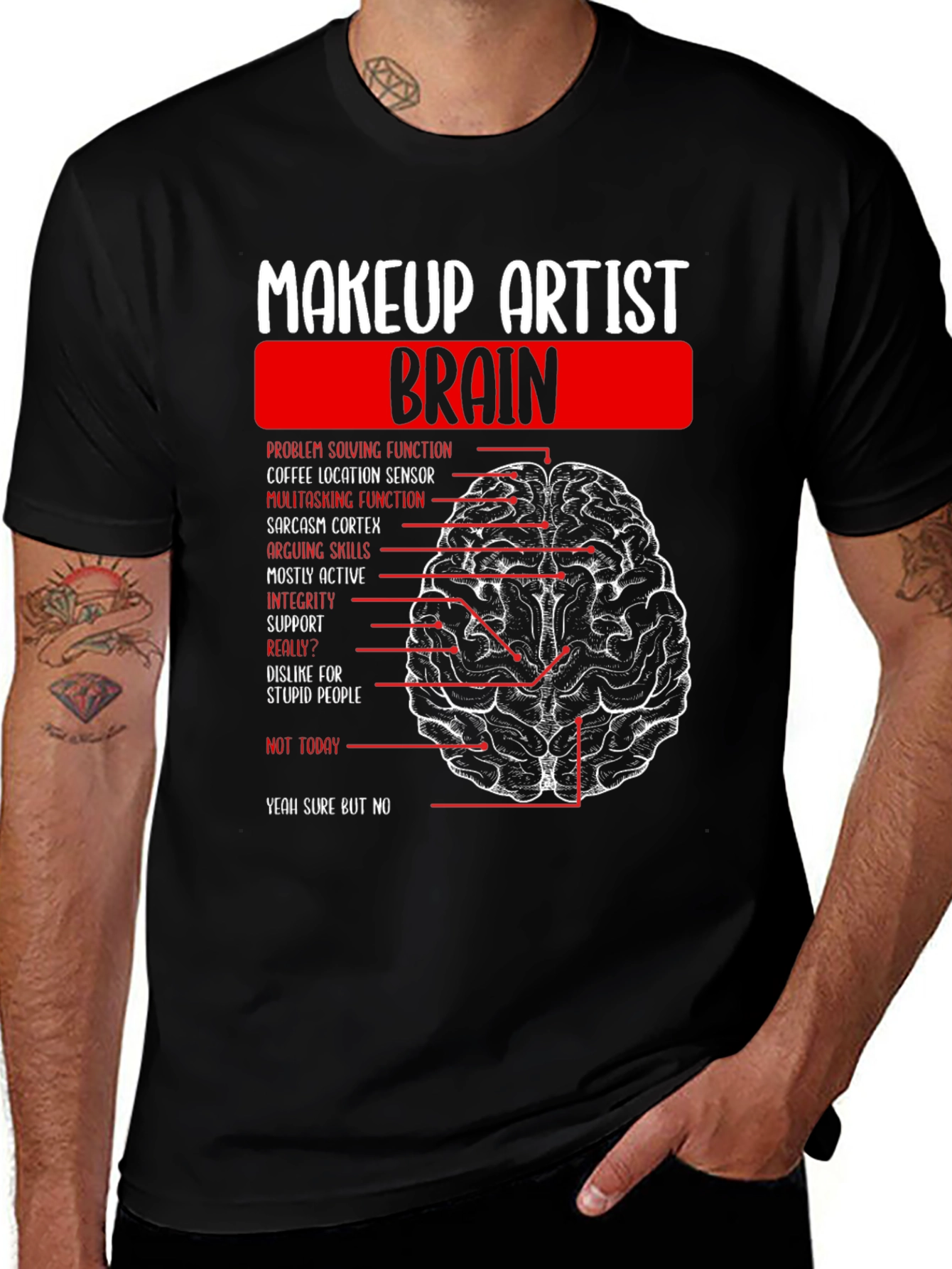 Variant 25 of Makeup Artist Brain T-Shirt - Humorous Creative Design