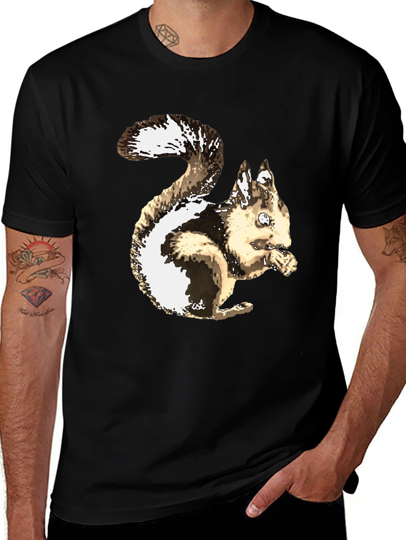 Variant 17 of Squirrel Graphic T-Shirt - Casual Black Tee