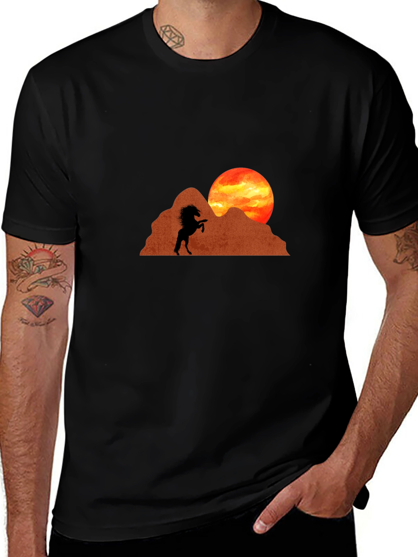 Variant 17 of Horse Silhouette Sunset Graphic Tee