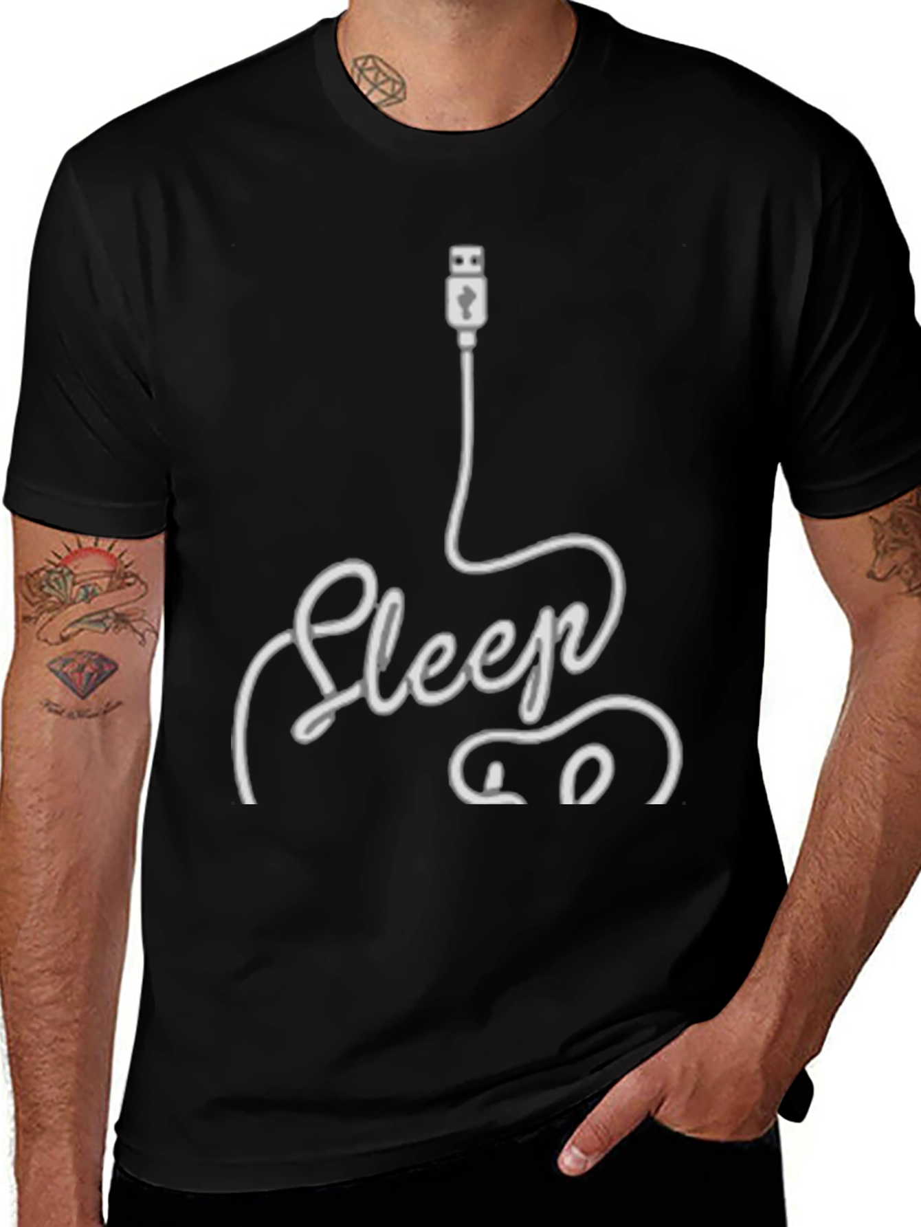 Variant 5 of Sleep Mode USB Graphic Print T-Shirt