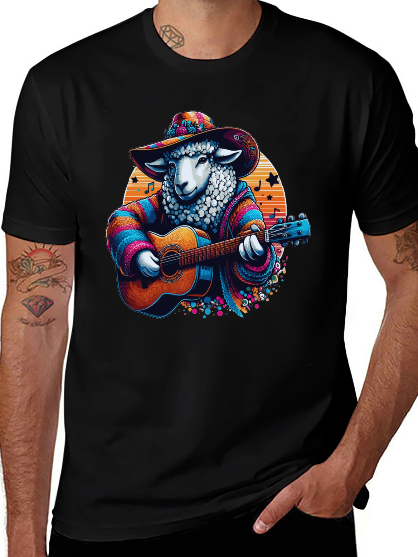 Variant 14 of Musical Sheep T-Shirt: Colorful Graphic Tee