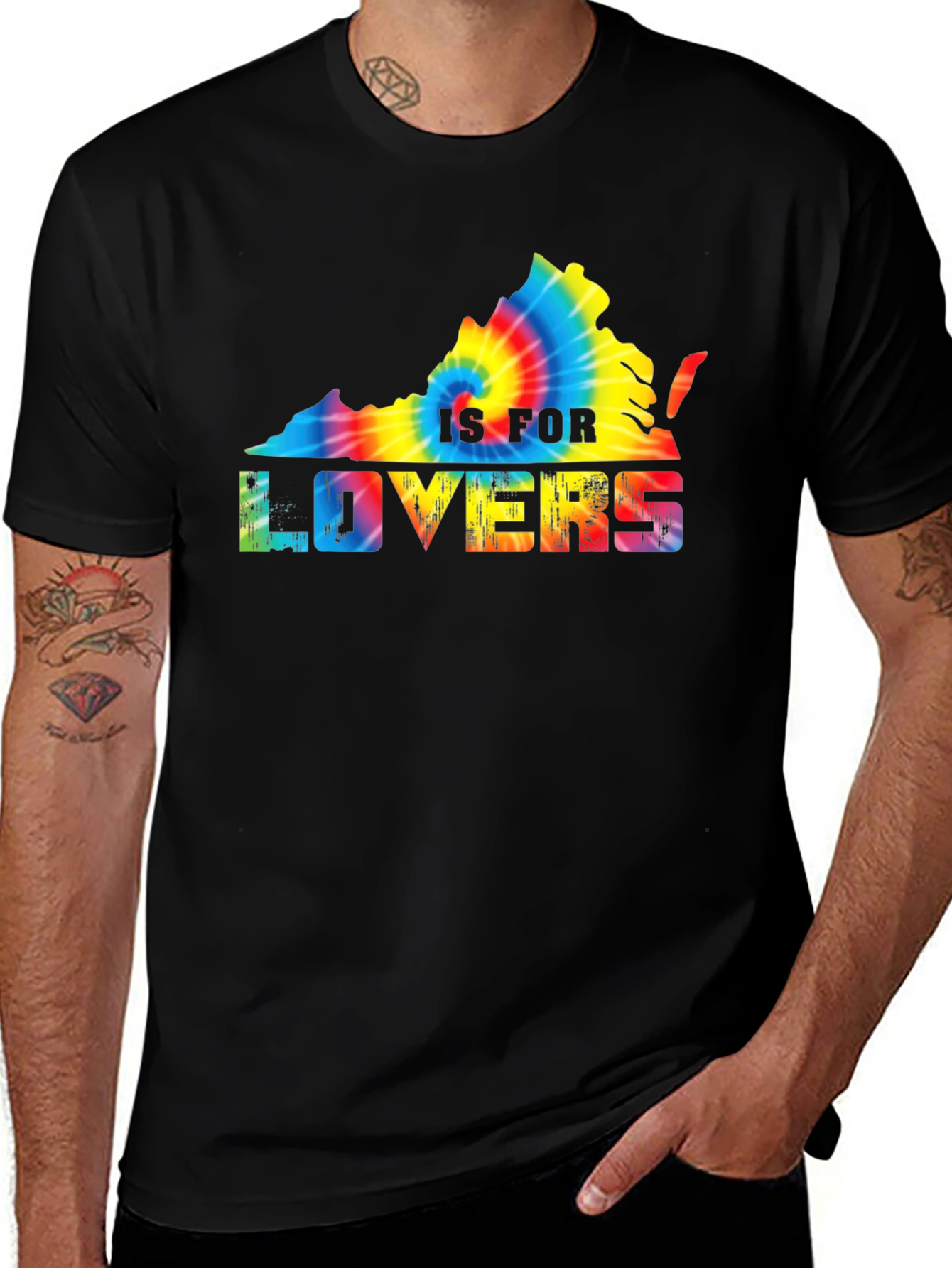 Virginia Is For Lovers Tie Dye Graphic Tee - Black