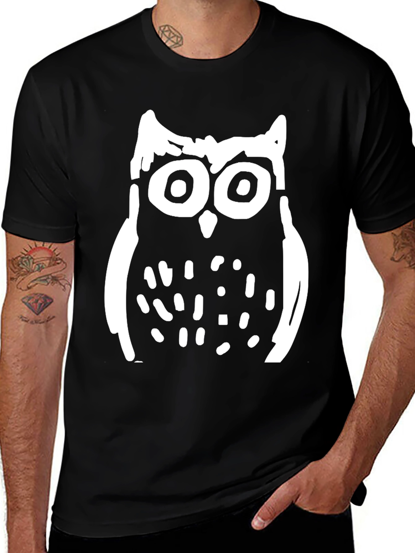 Variant 11 of Owl Graphic Black T-Shirt - Trendy Casual Wear