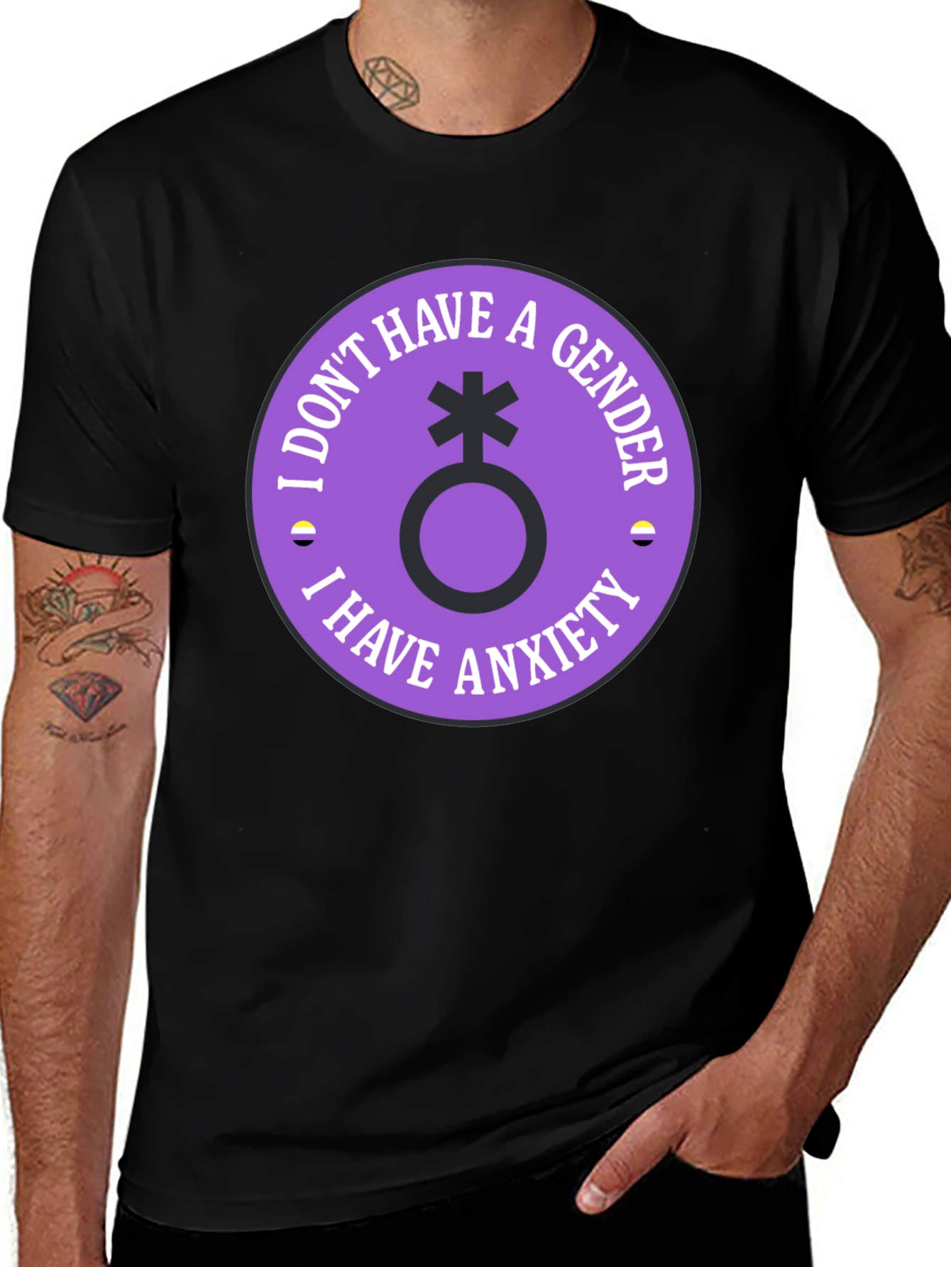 Variant 9 of Nonbinary Anxiety T-Shirt - Genderless, Comfortable