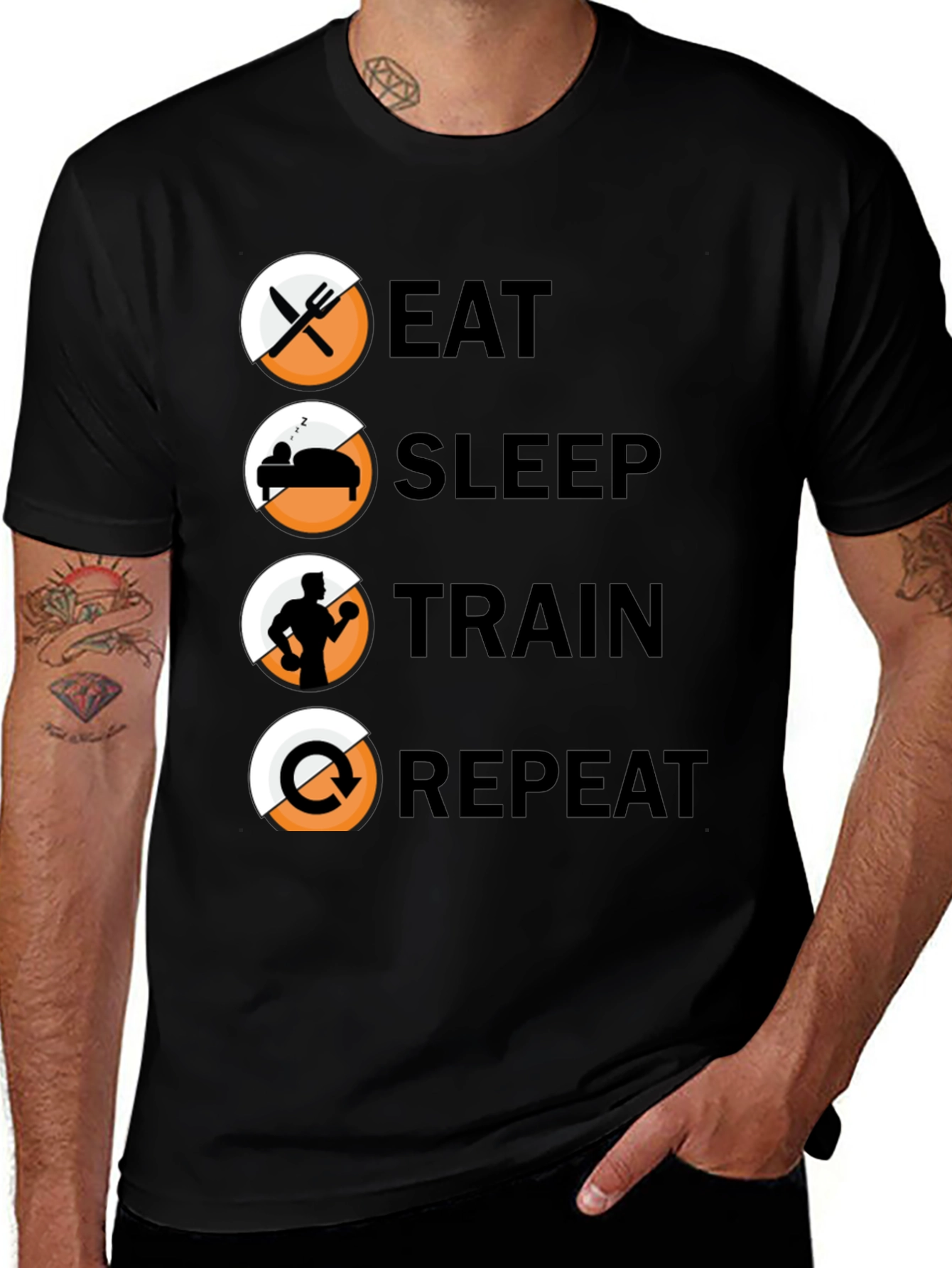 Variant 5 of Eat Sleep Train Repeat Black Graphic T-Shirt