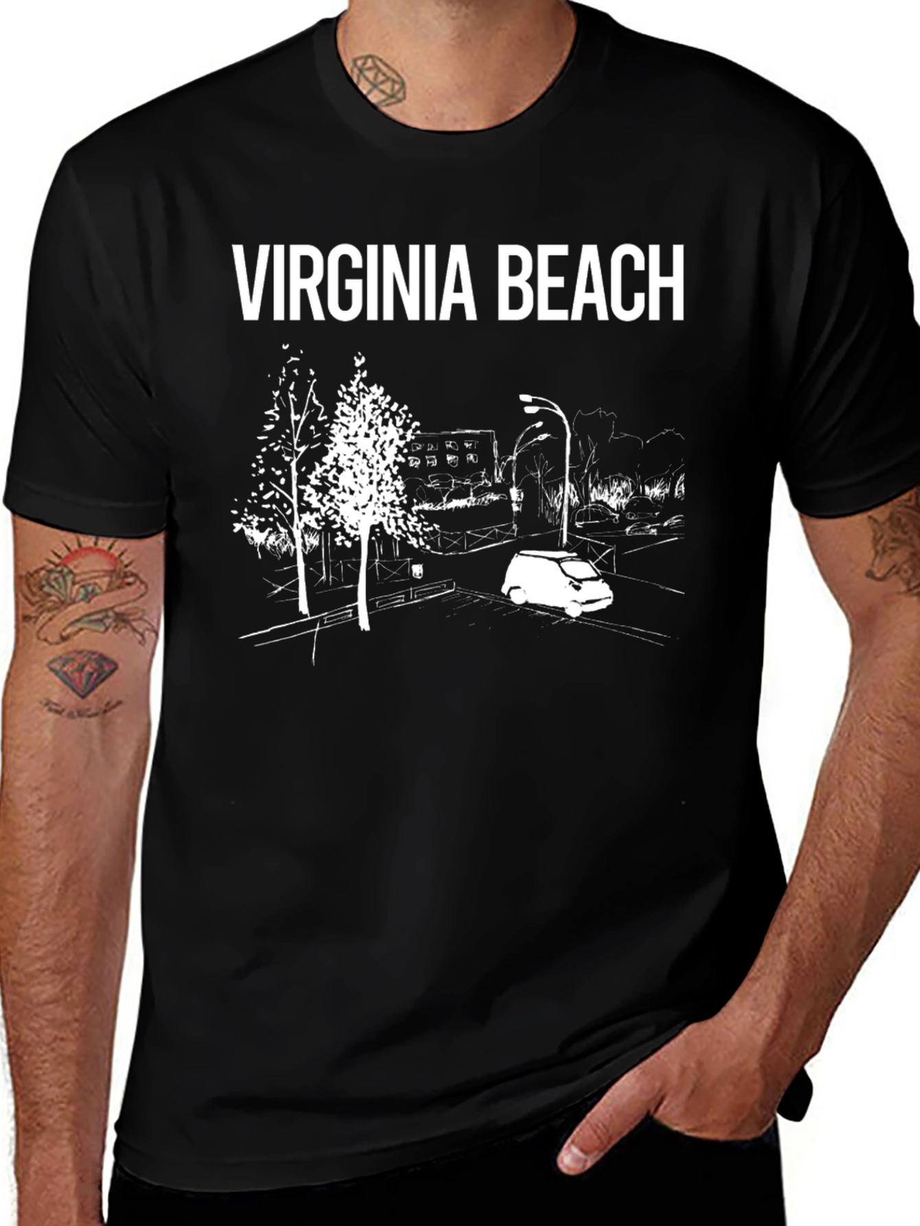Virginia Beach Graphic Tee - Black Cotton Blend