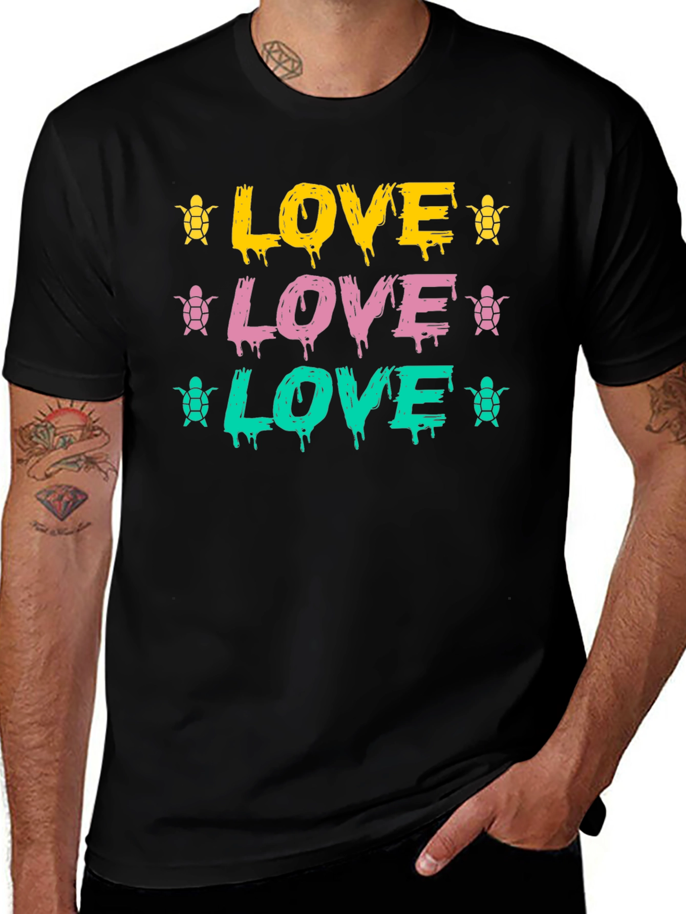 Variant 15 of Love Turtles Graphic Tee - Black