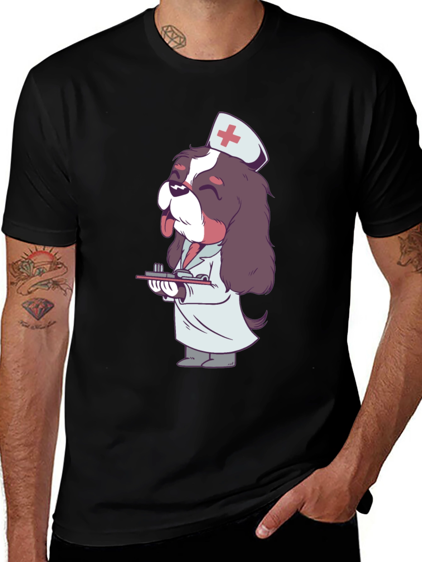 Variant 22 of Dog Nurse T-Shirt - Cute Cartoon Pet Graphic Tee