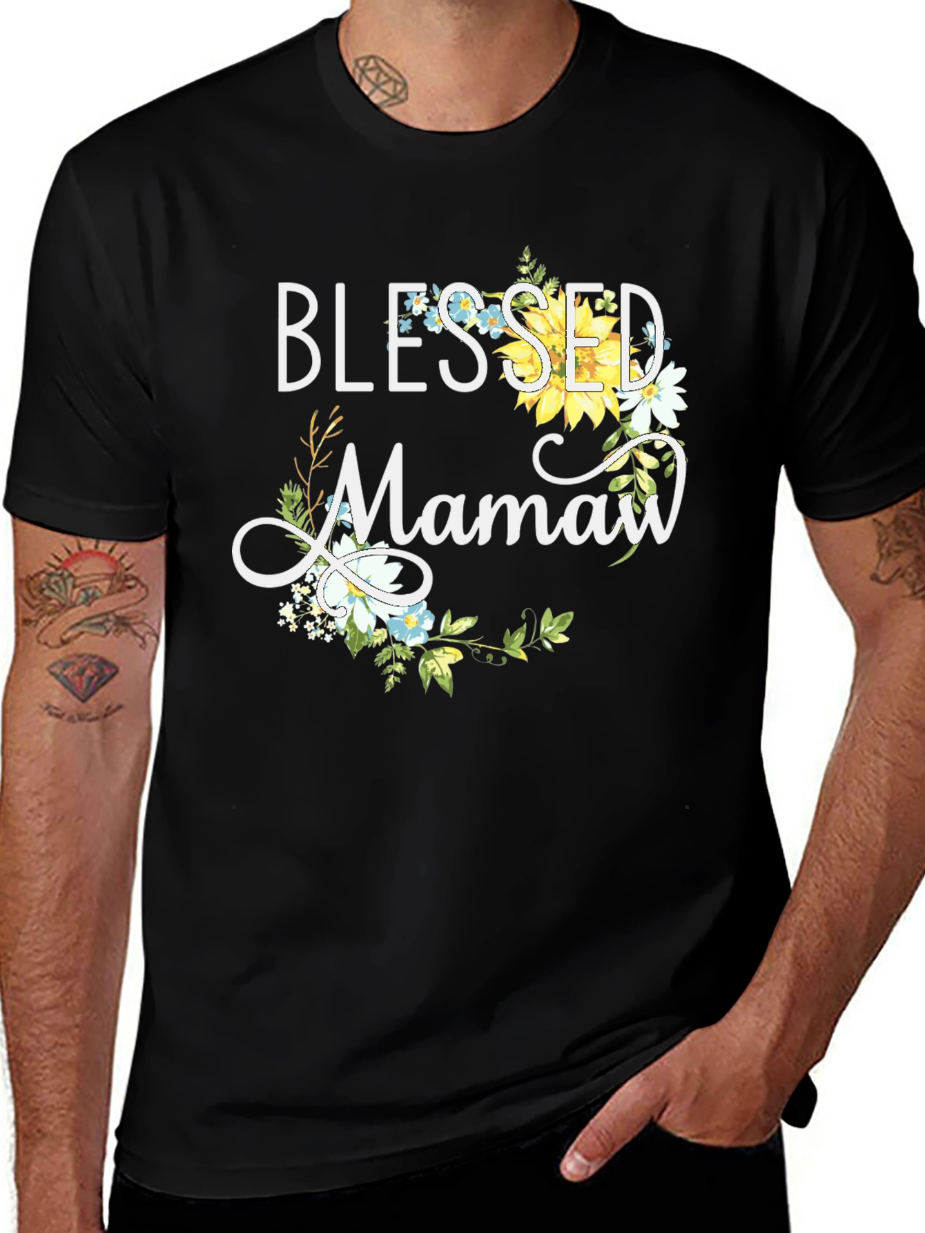 Blessed Mamaw Floral T-Shirt - Cute Grandma Tee