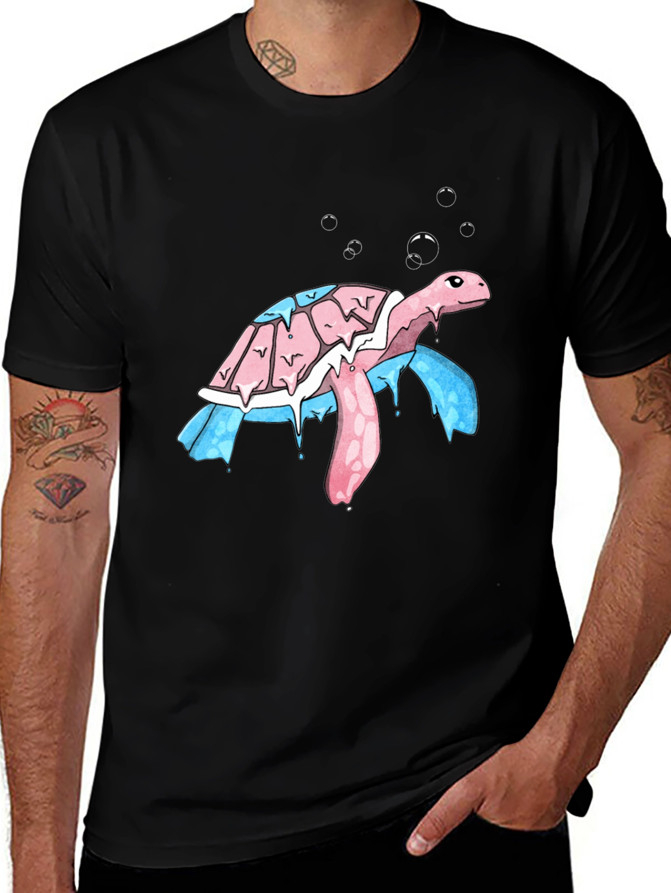 Black Transgender Pride Turtle T-Shirt main image