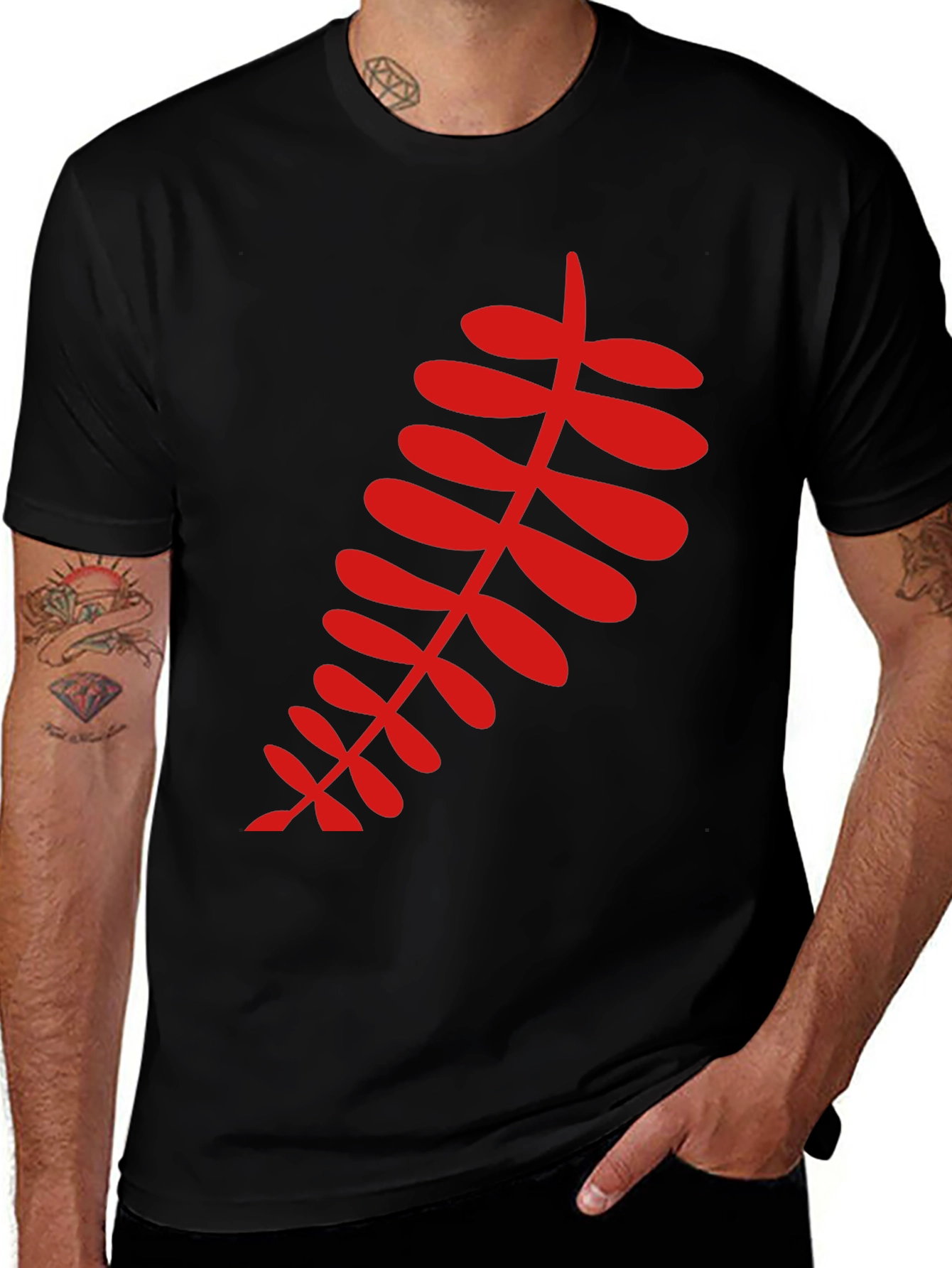 Red Fern Graphic Black T-Shirt