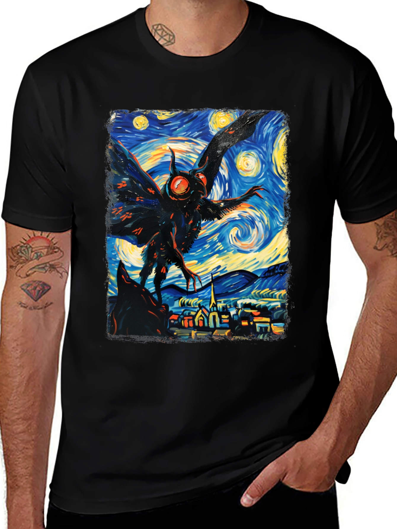 Variant 9 of Starry Night Mothman Graphic Tee