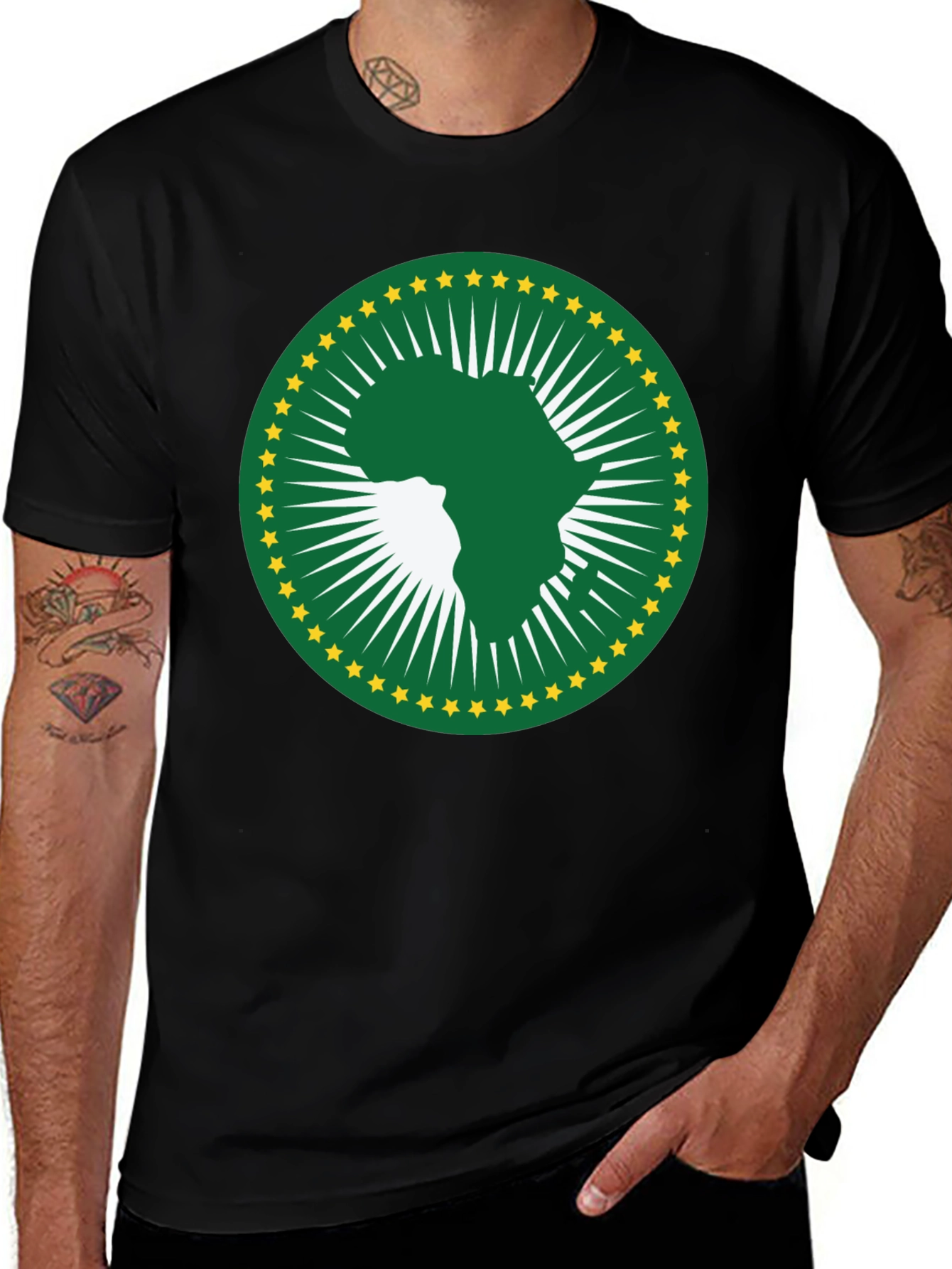 African Union T-Shirt - Green & Gold Africa Logo