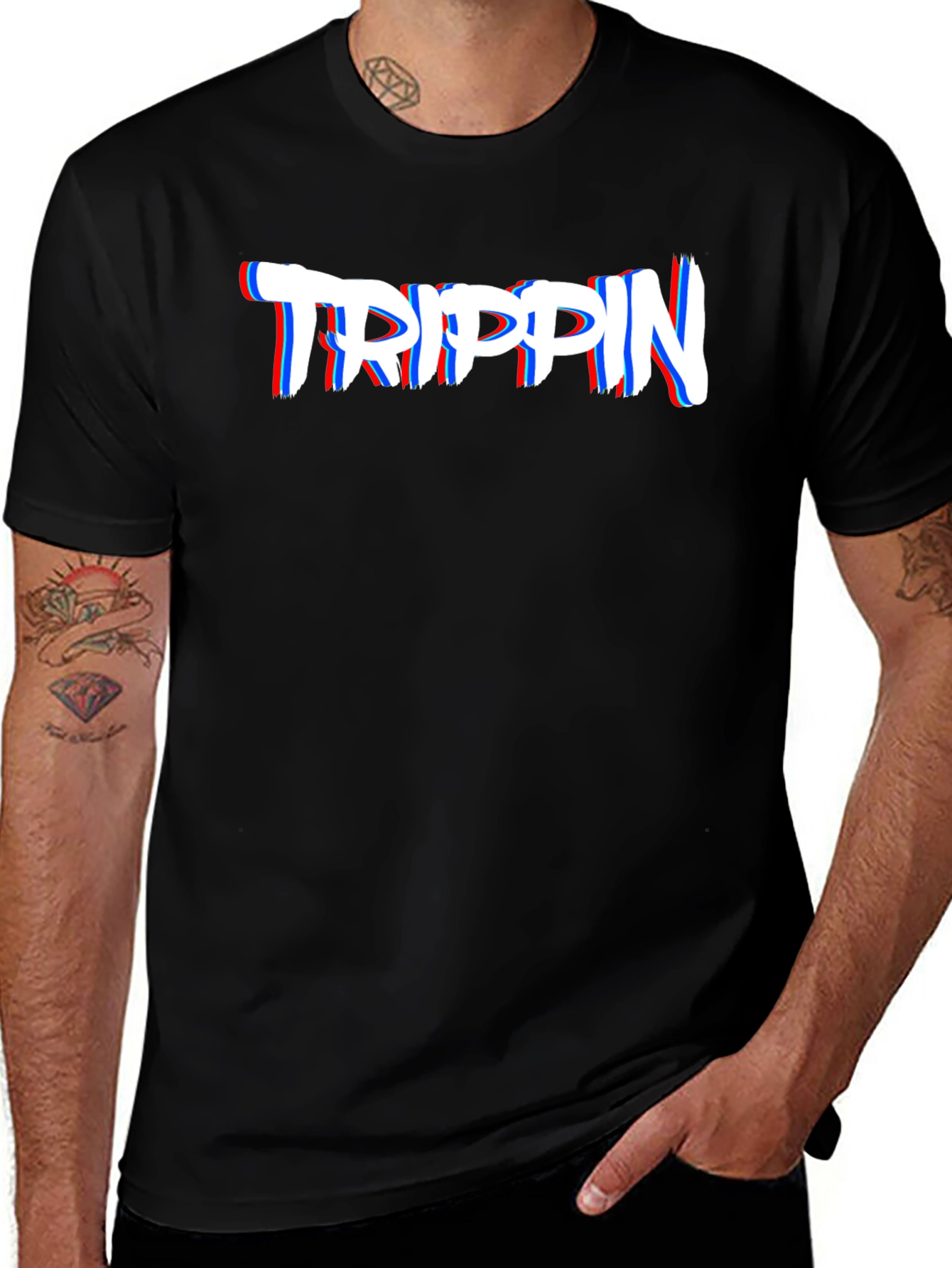 Variant 19 of Trippin' Glitch Effect Graphic Tee - Stylish Streetwear
