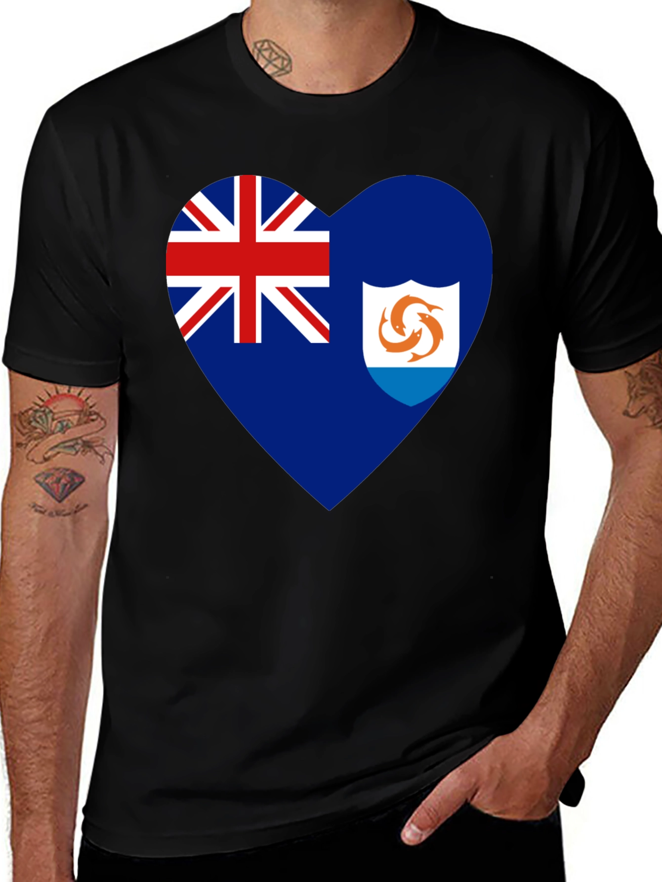 Anguilla Flag Heart T-Shirt